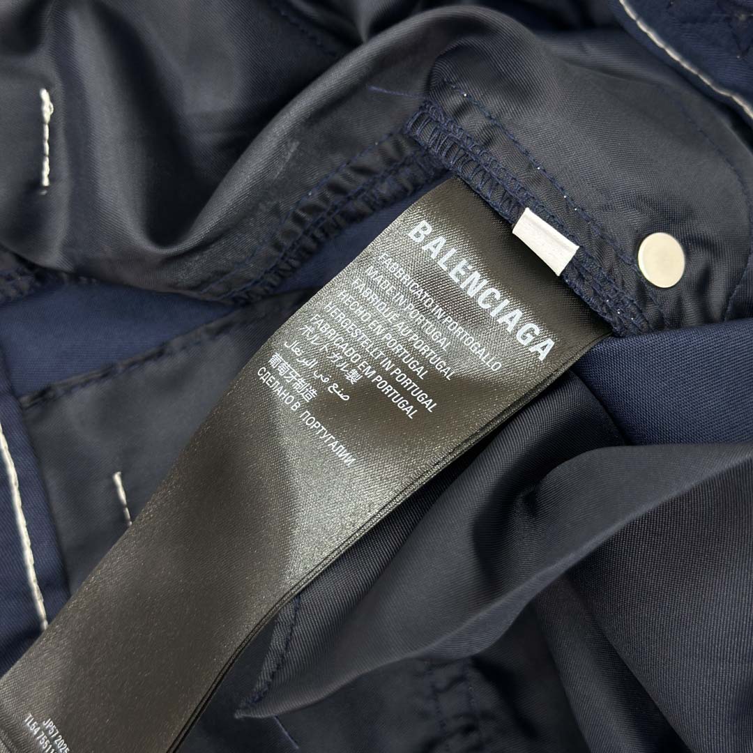 Balenciaga Utility Work Pants In Navy Mixed Cotton Twill - DopestKickz