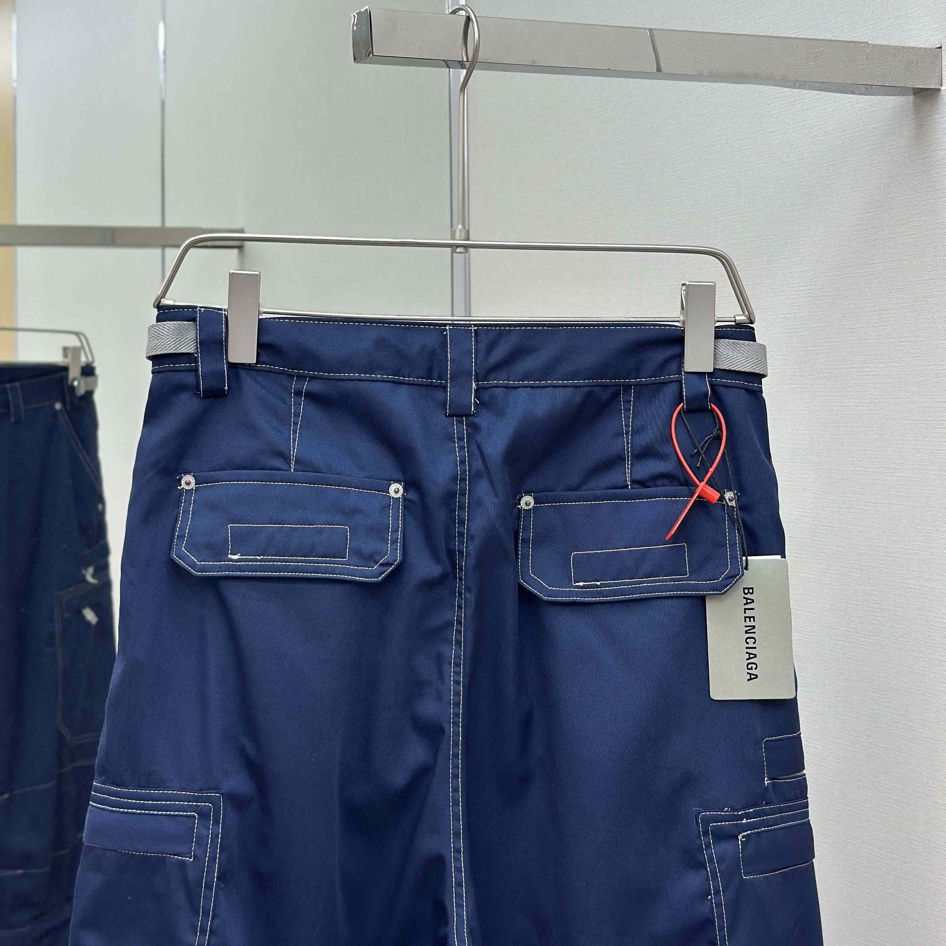 Balenciaga Utility Work Pants In Navy Mixed Cotton Twill - DopestKickz