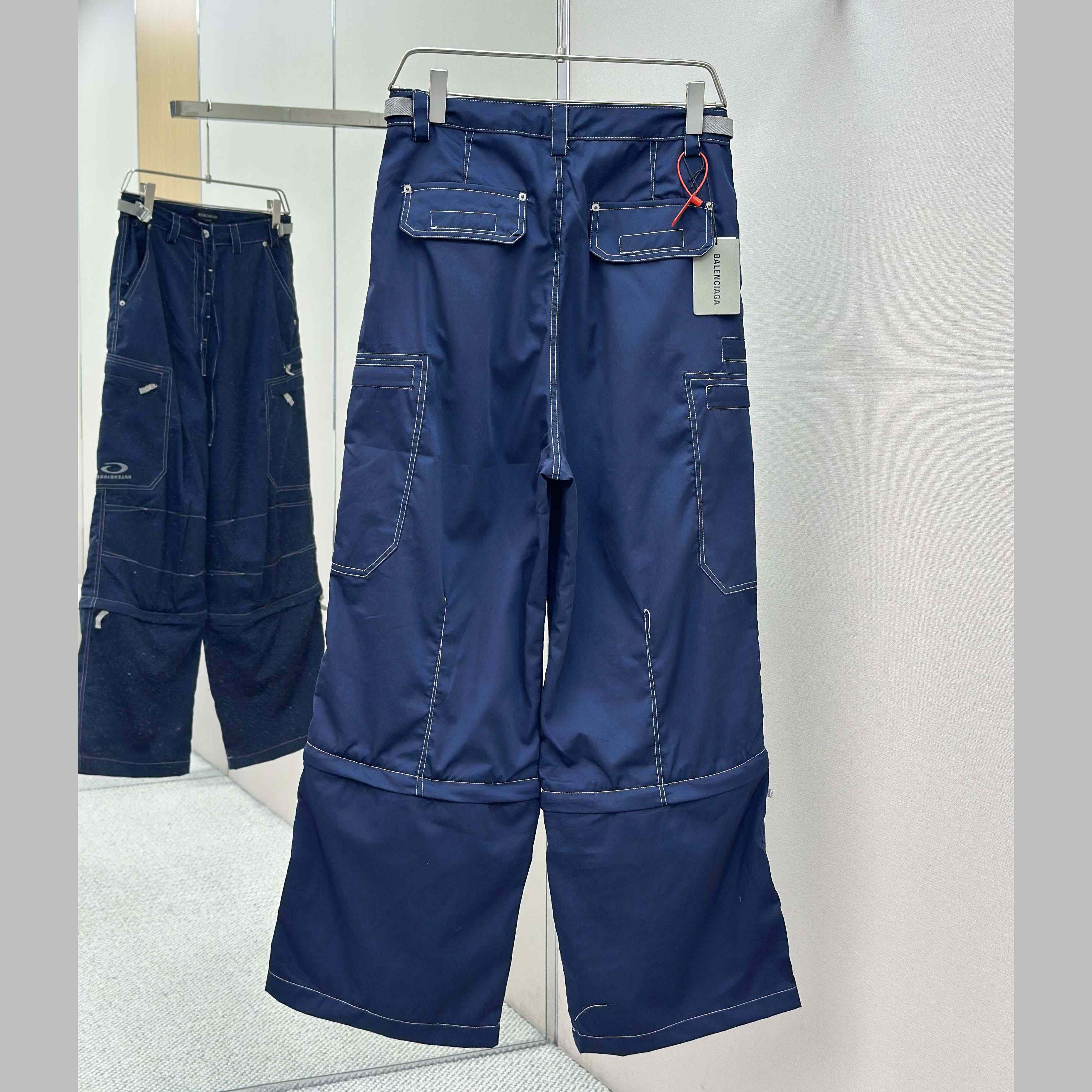 Balenciaga Utility Work Pants In Navy Mixed Cotton Twill - DopestKickz