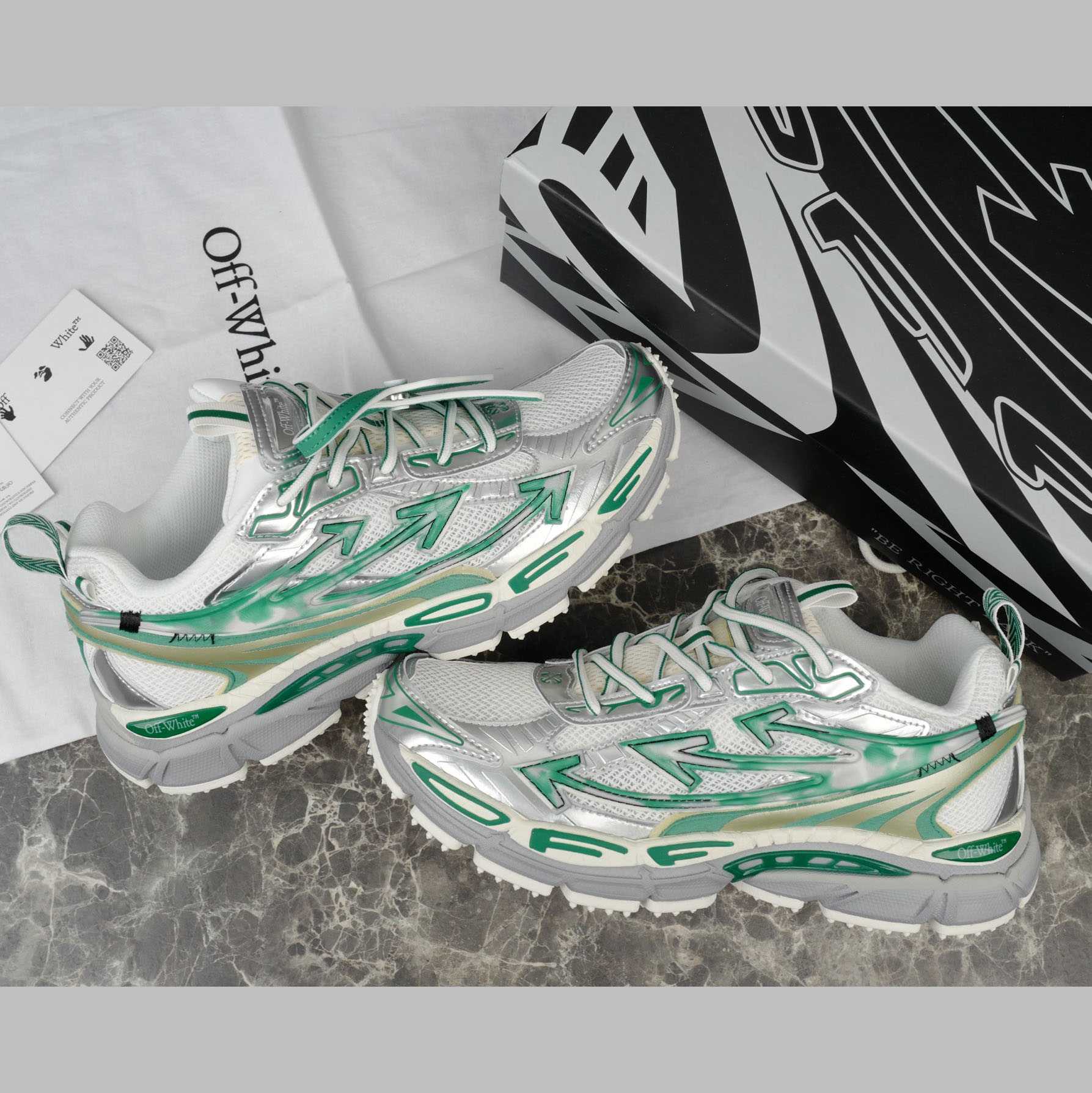 Off-White Silver/Blue Be Right Back - DopestKickz