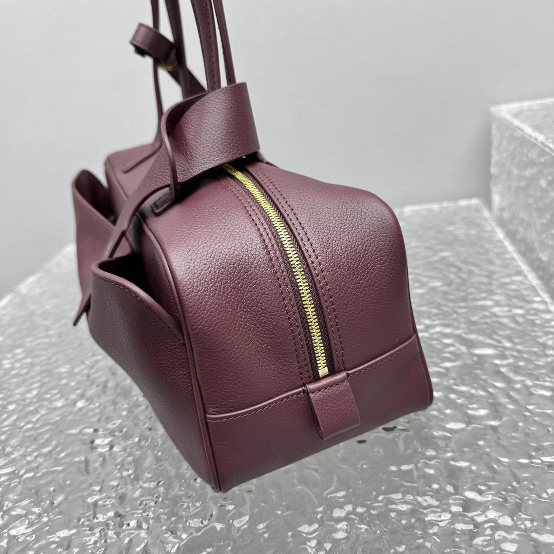 Balenciaga Carrie Bowling Bag Small In Dark Burgundy - DopestKickz