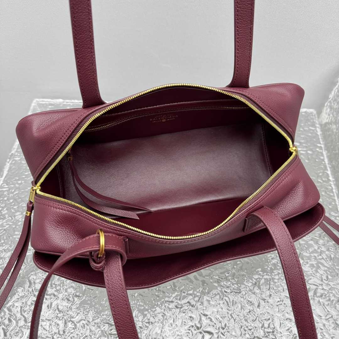 Balenciaga Carrie Bowling Bag Small In Dark Burgundy - DopestKickz
