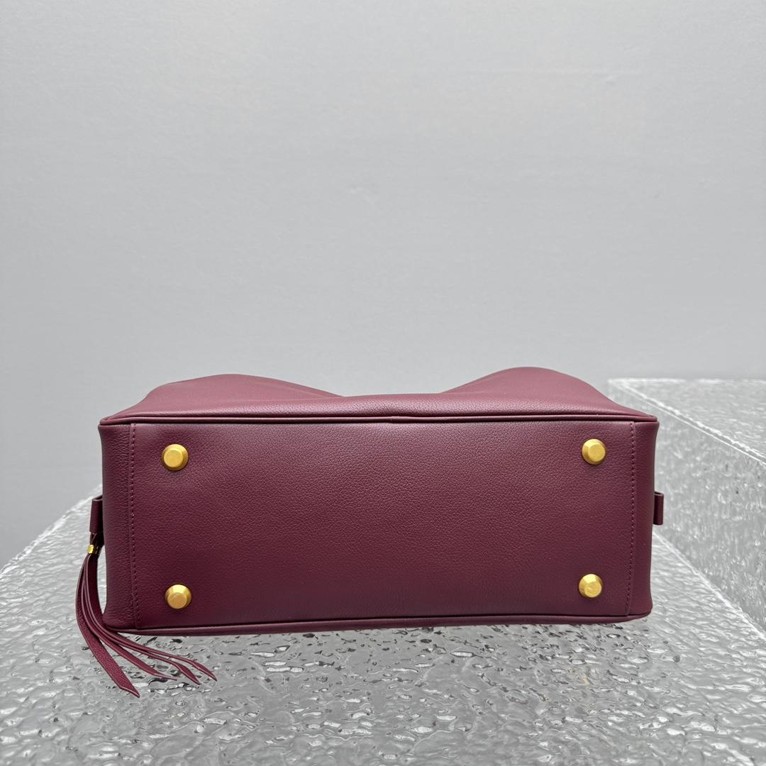 Balenciaga Carrie Bowling Bag Small In Dark Burgundy - DopestKickz