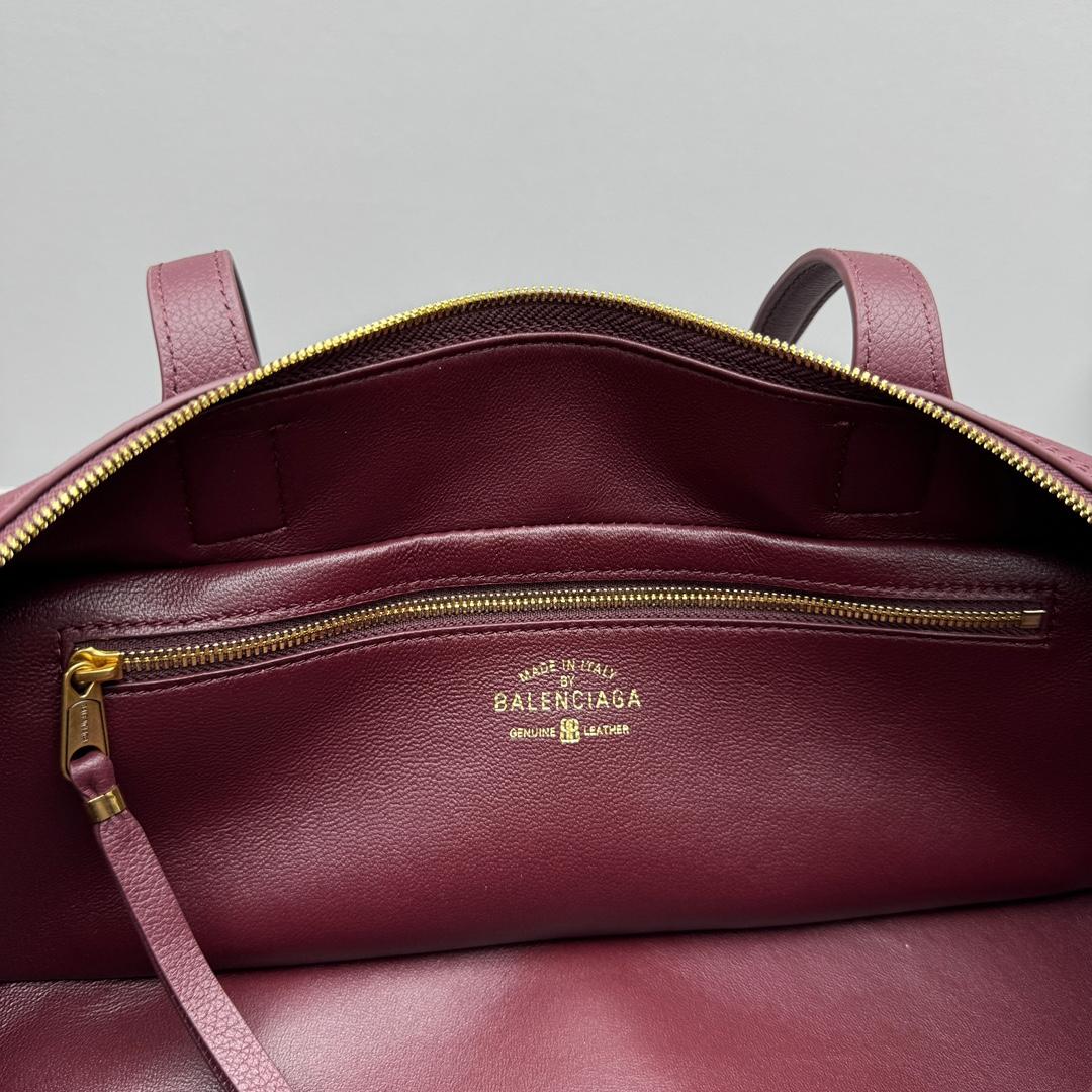 Balenciaga Carrie Bowling Bag Small In Dark Burgundy - DopestKickz
