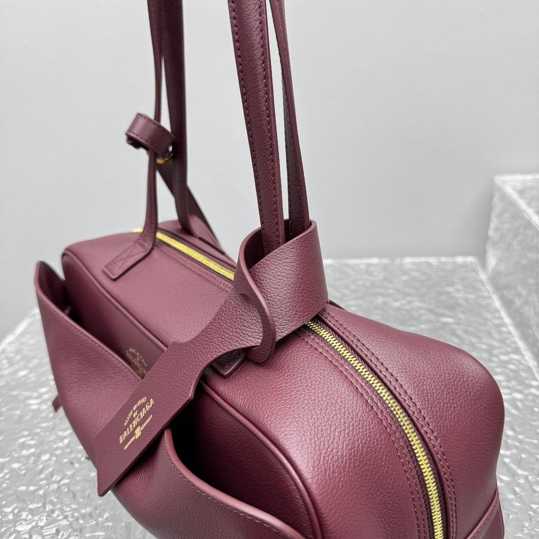 Balenciaga Carrie Bowling Bag Small In Dark Burgundy - DopestKickz