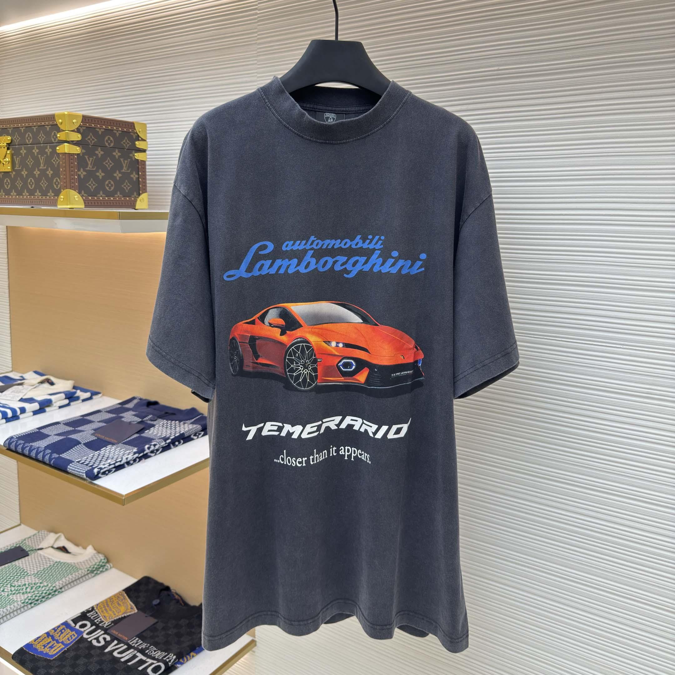 Balenciaga Automobili Lamborghini Oversized T-Shirt In Faded Black Dry Jersey - DopestKickz