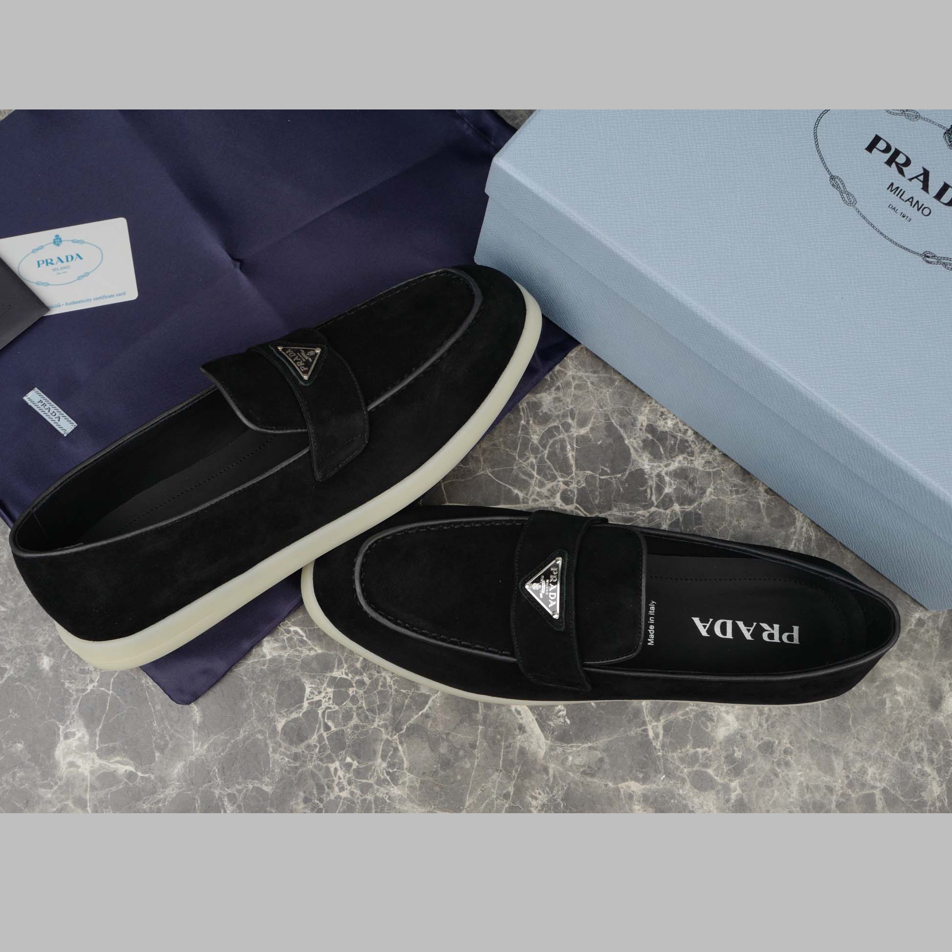 Prada Suede Leather Loafers - DopestKickz
