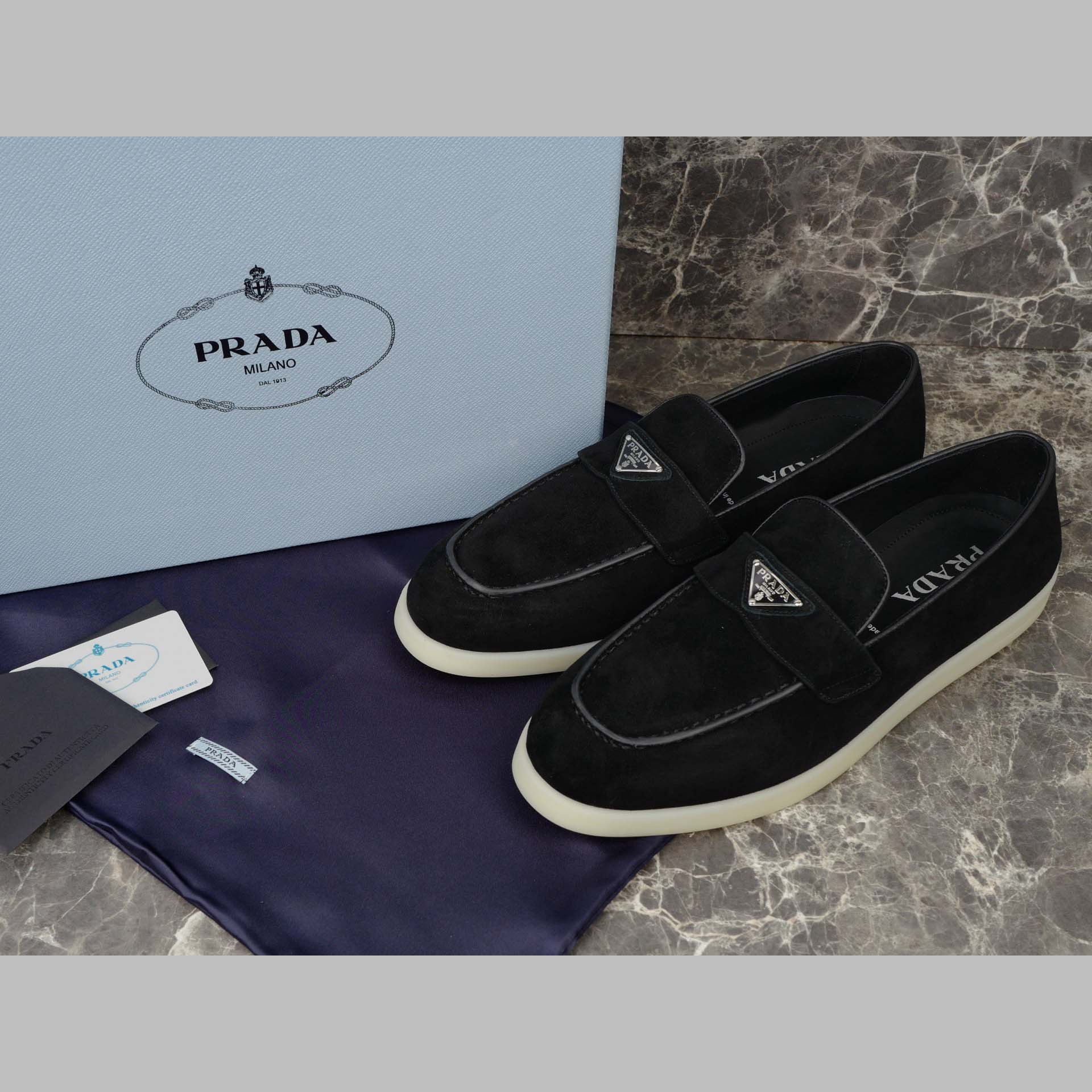 Prada Suede Leather Loafers - DopestKickz