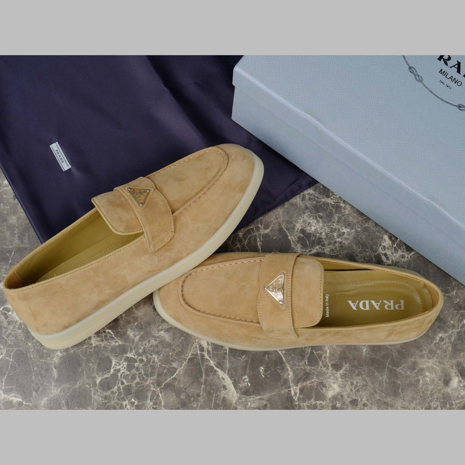Prada Suede Leather Loafers - DopestKickz