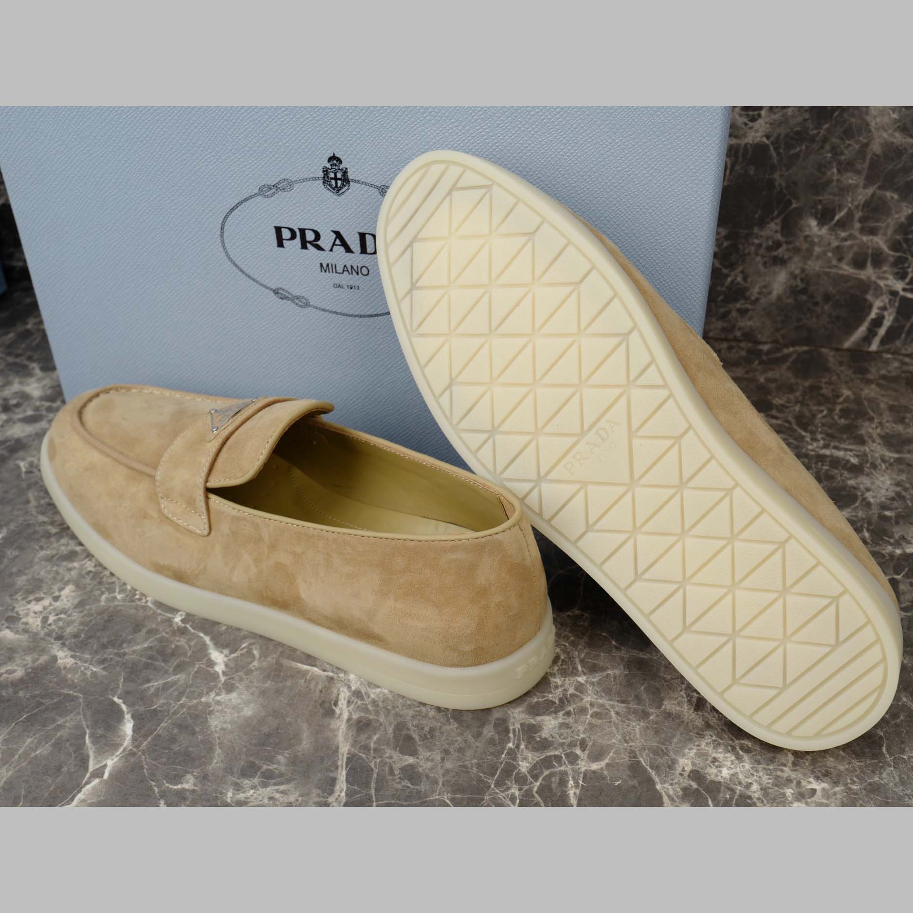 Prada Suede Leather Loafers - DopestKickz