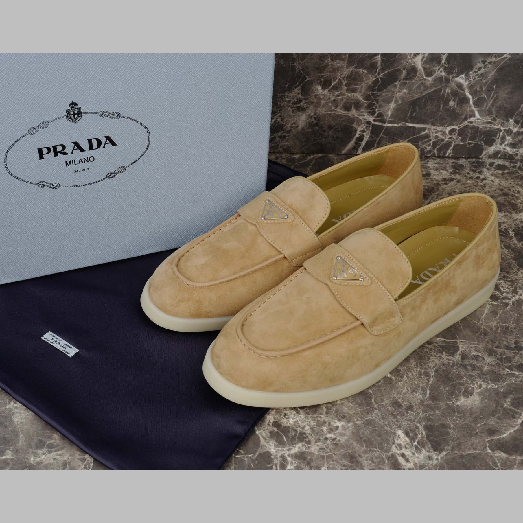 Prada Suede Leather Loafers - DopestKickz