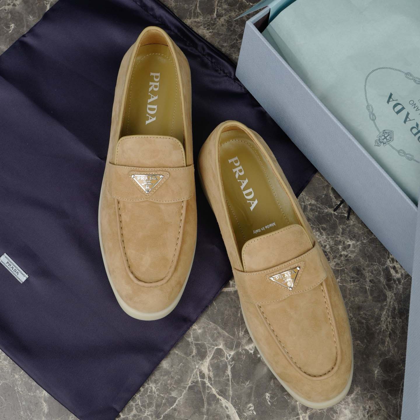 Prada Suede Leather Loafers - DopestKickz