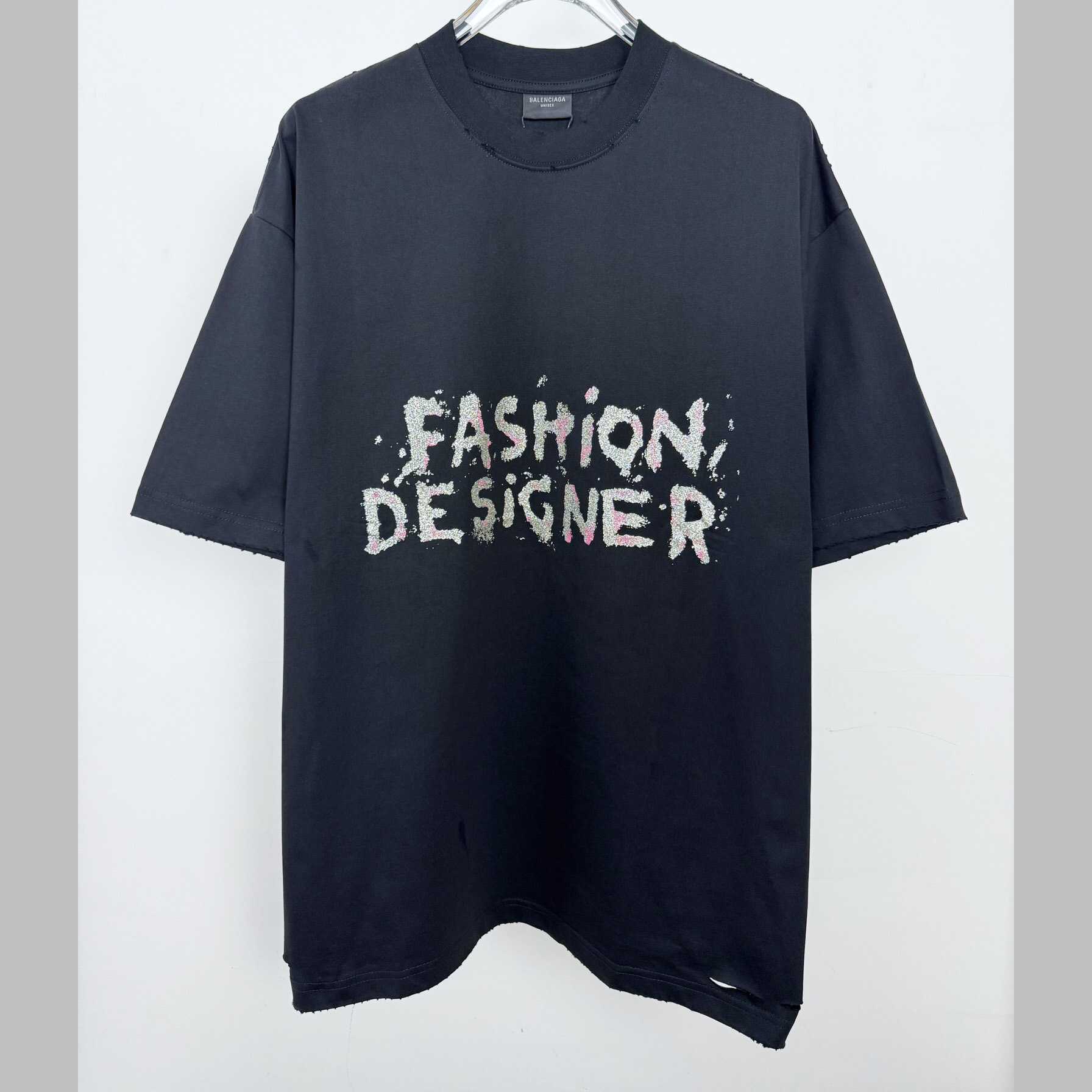 Balenciaga Fashion Designer Oversized T-Shirt In Faded Black Dry Jersey - DopestKickz