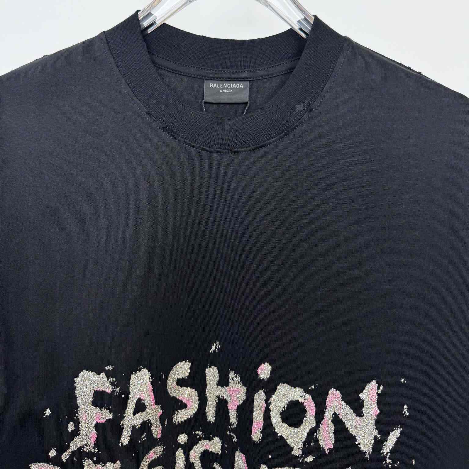 Balenciaga Fashion Designer Oversized T-Shirt In Faded Black Dry Jersey - DopestKickz