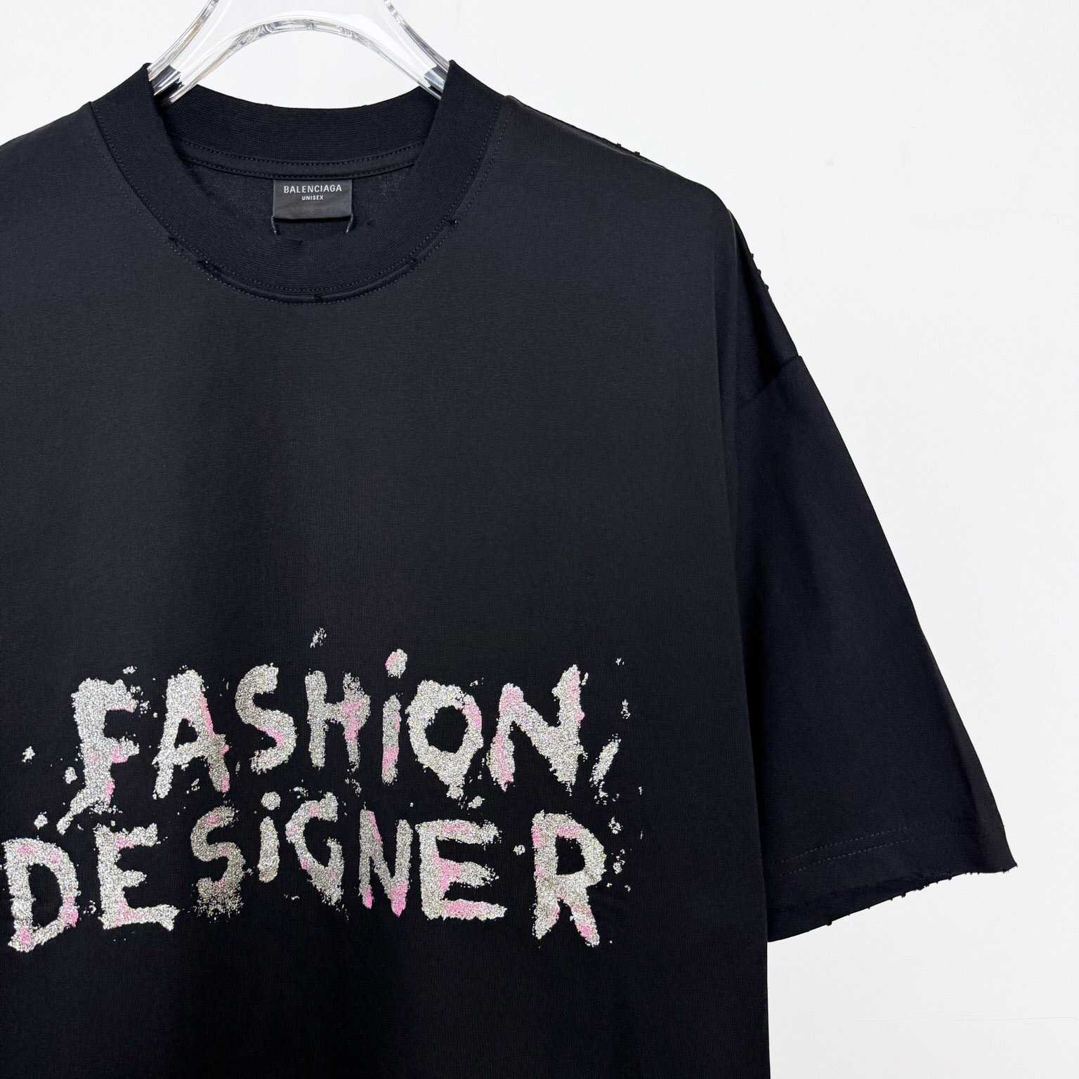 Balenciaga Fashion Designer Oversized T-Shirt In Faded Black Dry Jersey - DopestKickz