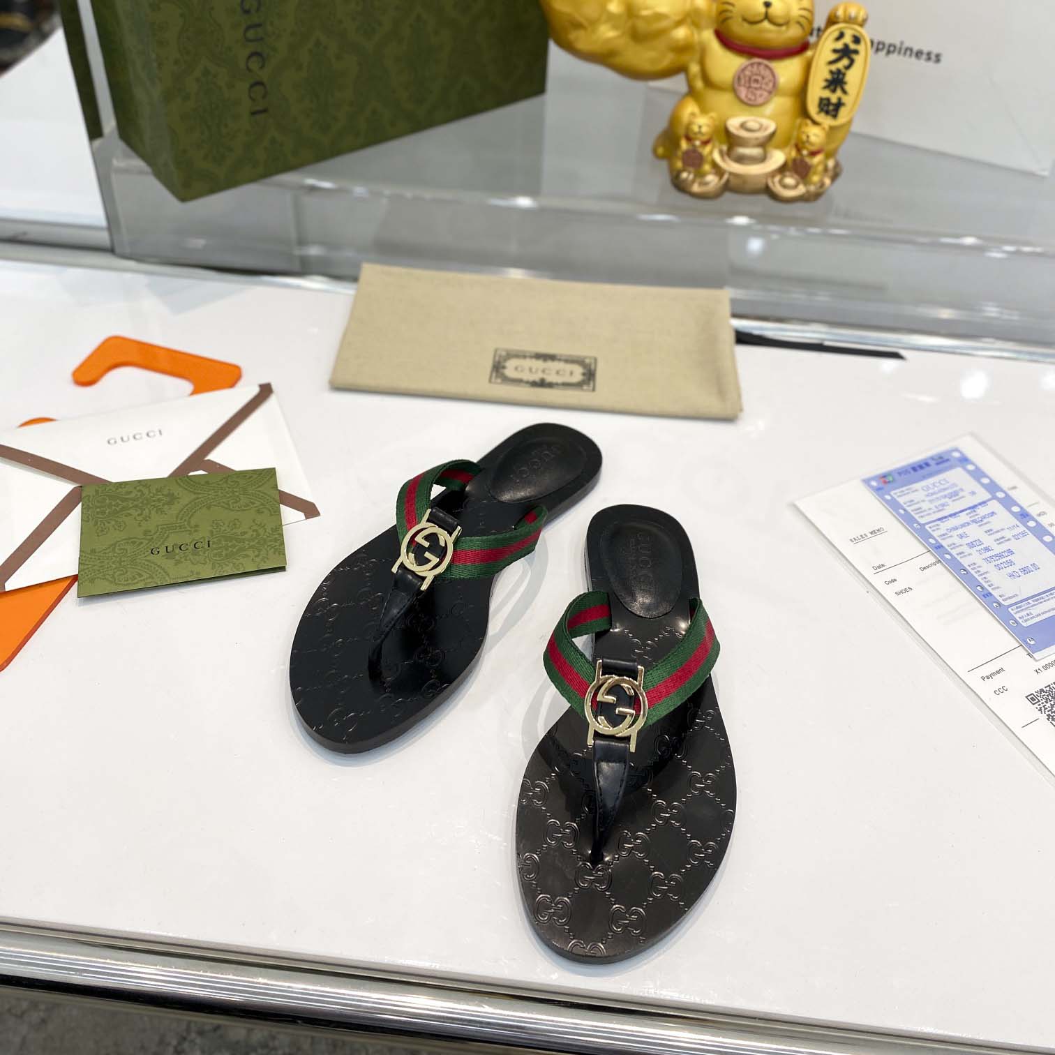 Gucci Thong Sandal With Web - DopestKickz