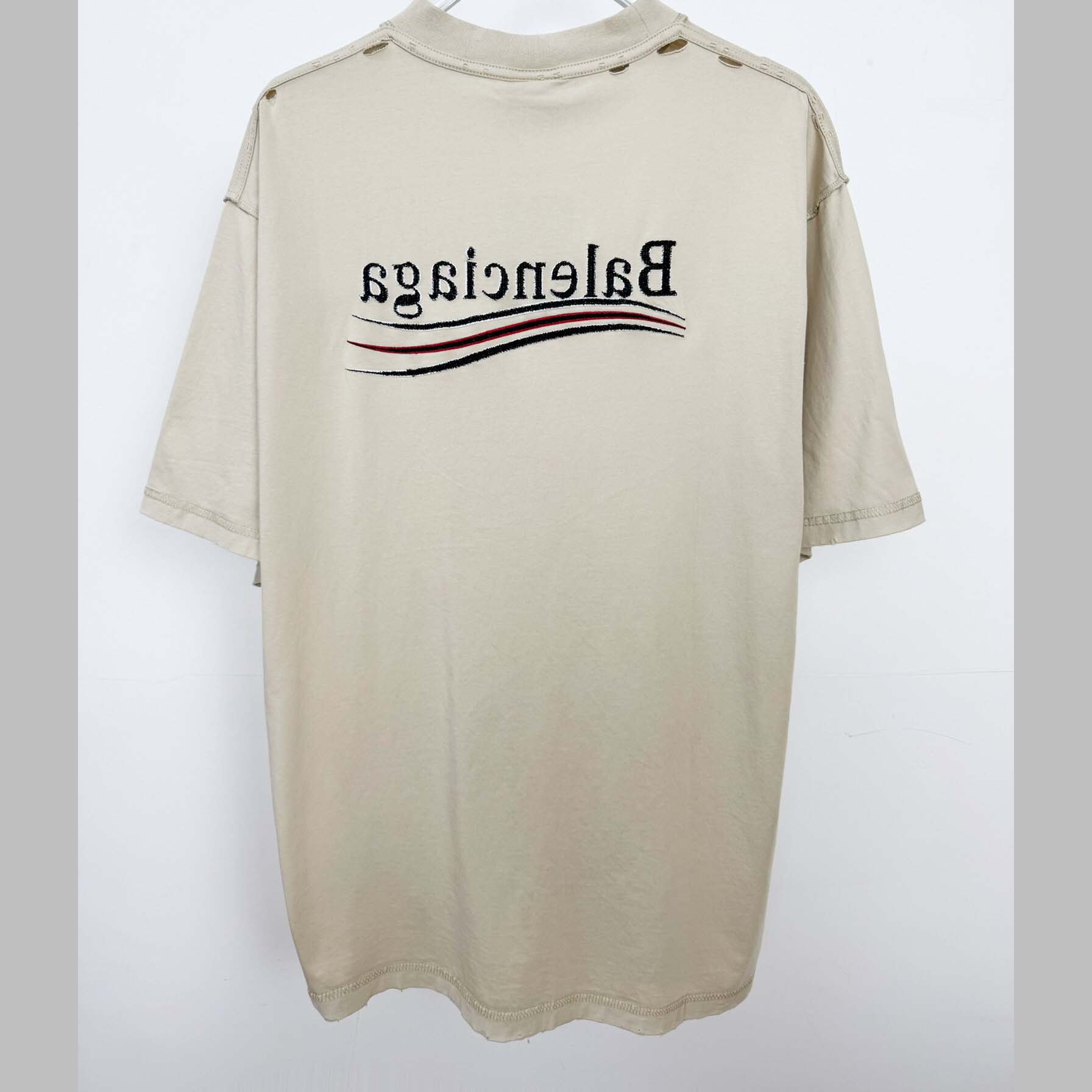 Balenciaga Embroidered Logo Wave Political Campaign T-Shirt  - DopestKickz