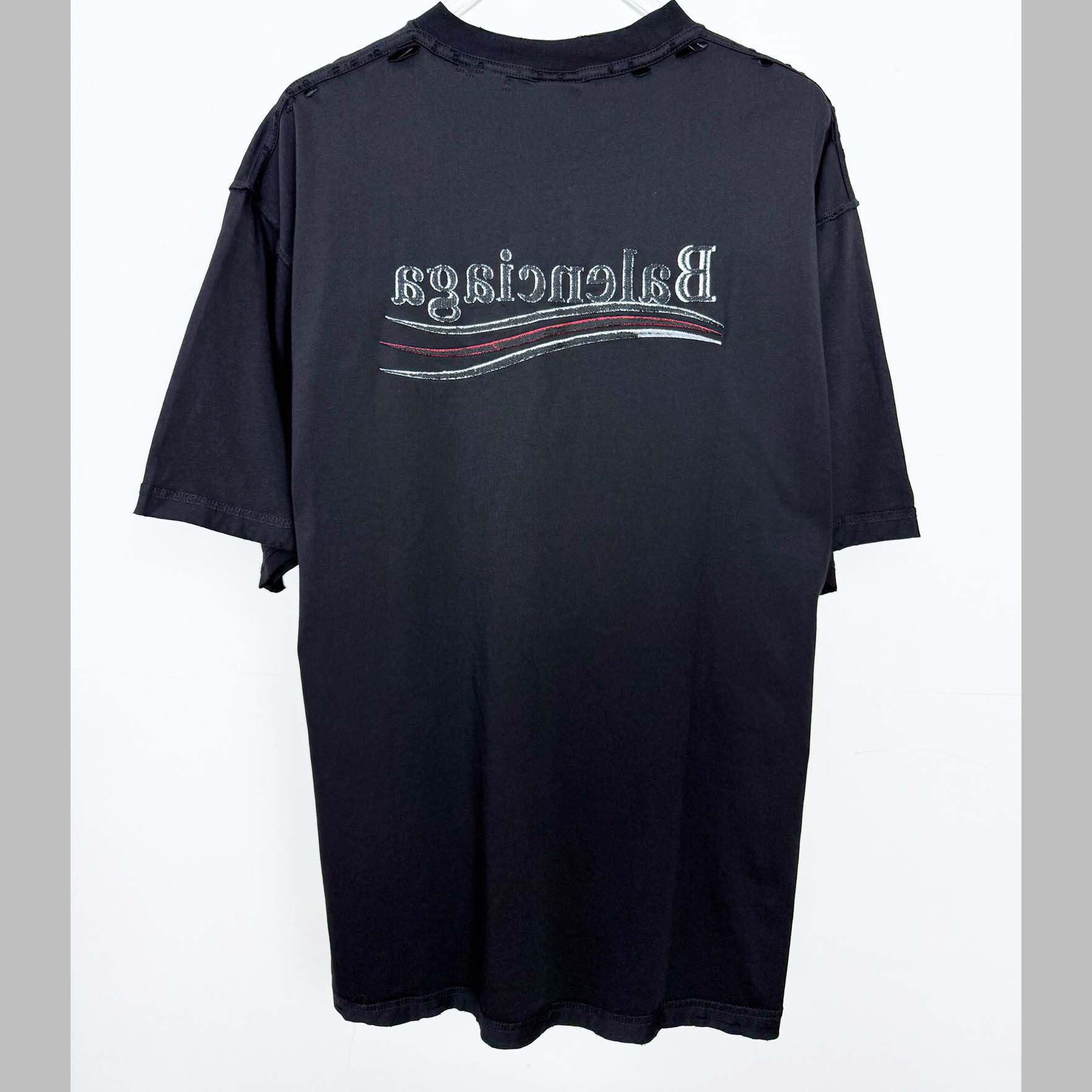 Balenciaga Embroidered Logo Wave Political Campaign T-Shirt  - DopestKickz
