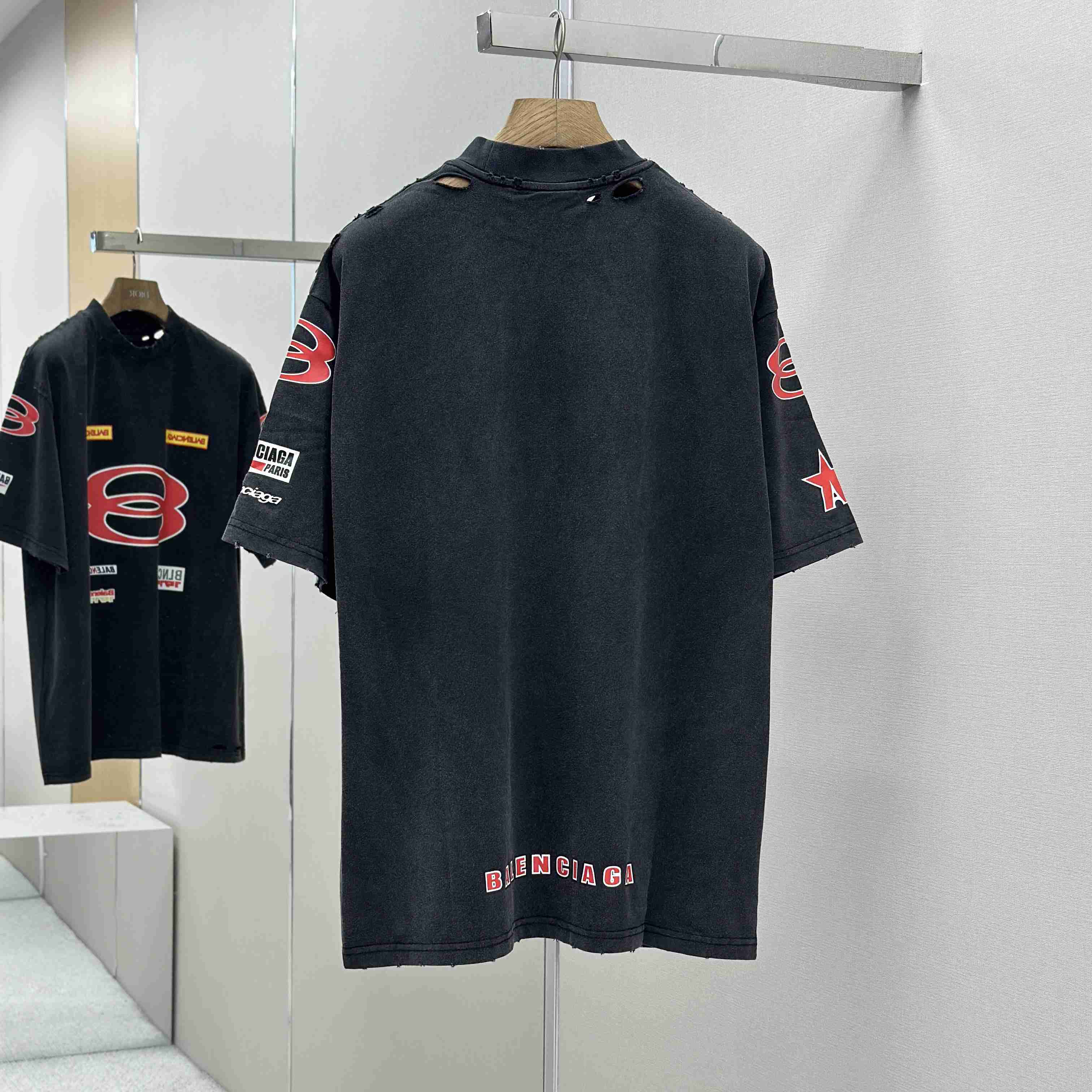 Balenciaga Sponsor Logos T-Shirt Oversized In Faded Washed Black - DopestKickz