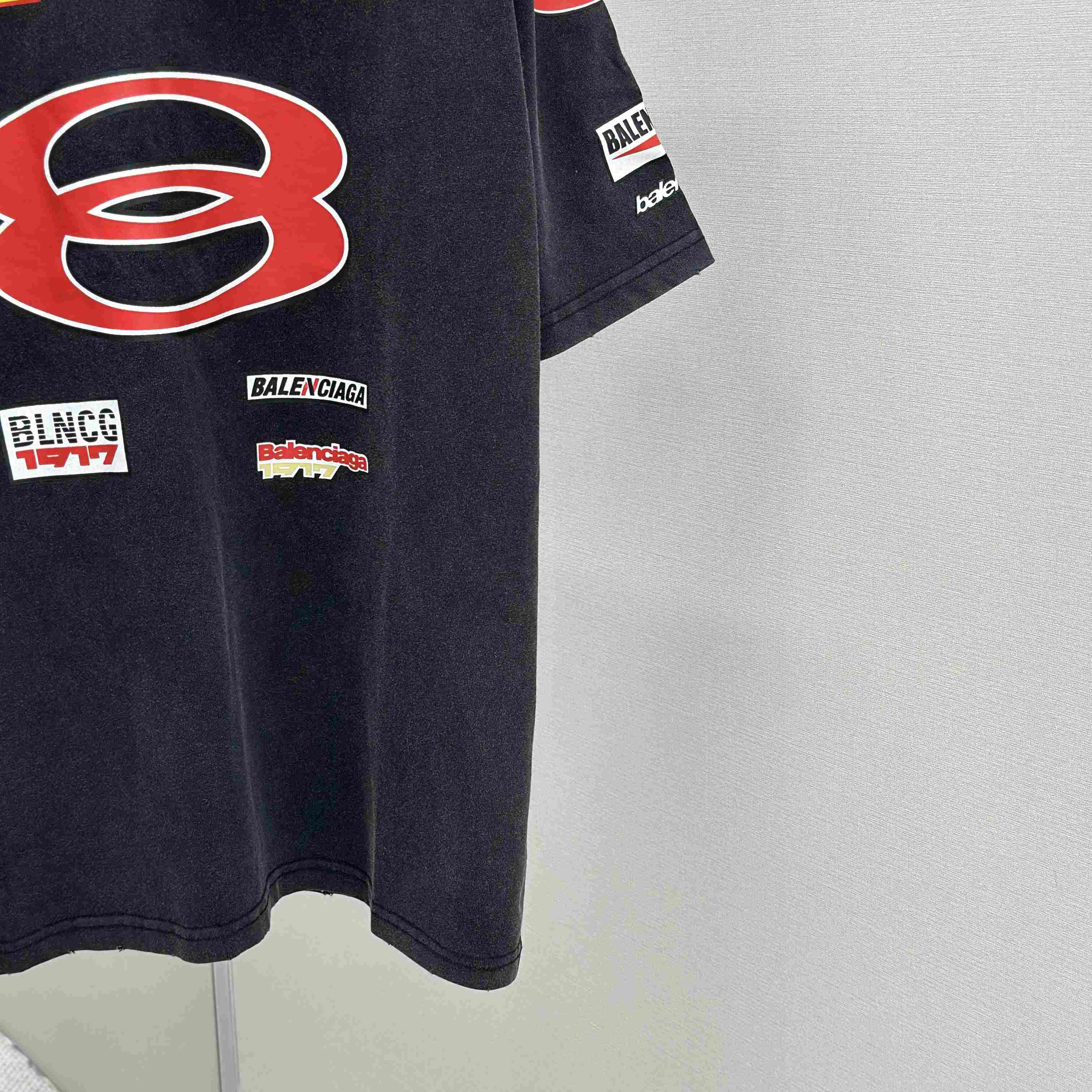 Balenciaga Sponsor Logos T-Shirt Oversized In Faded Washed Black - DopestKickz