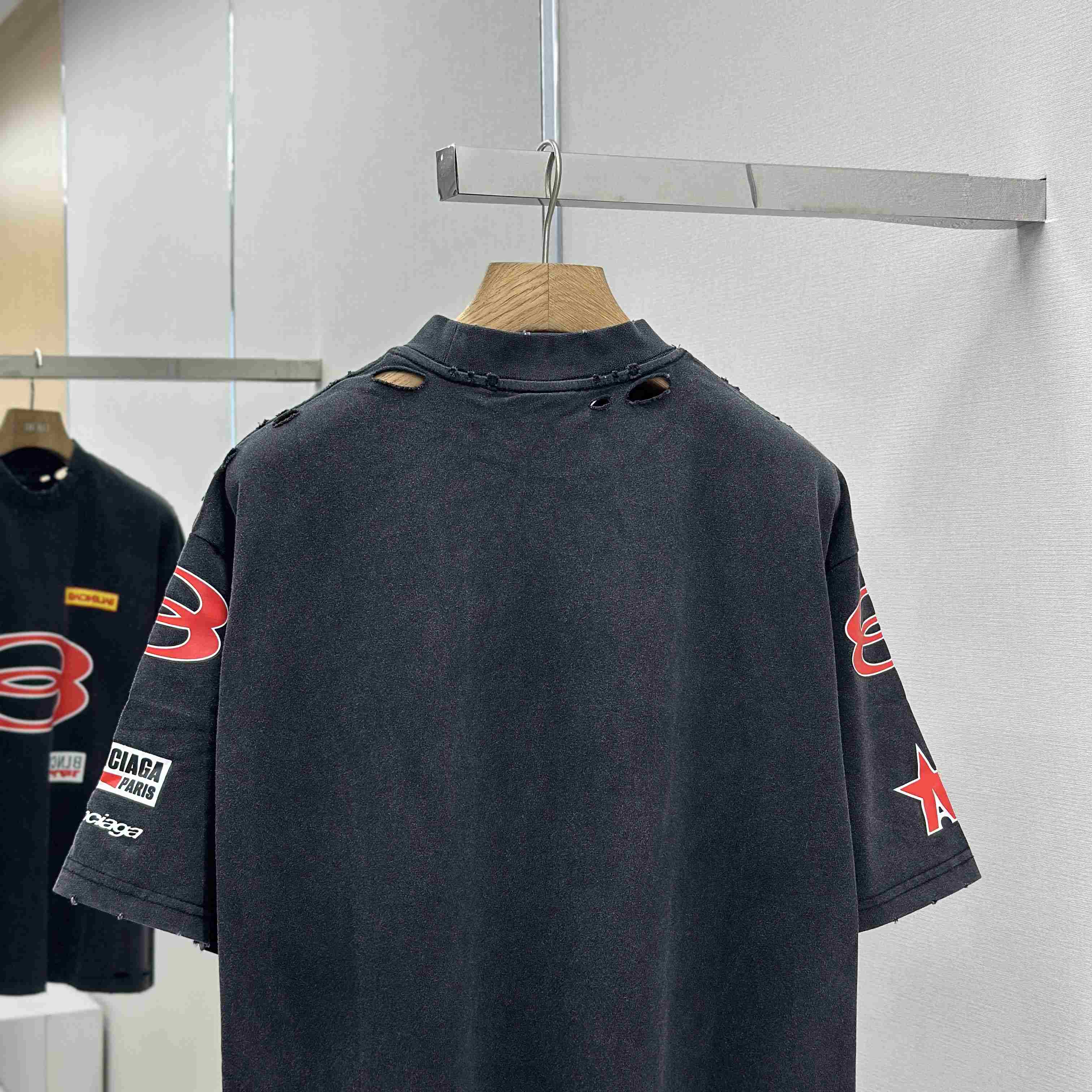Balenciaga Sponsor Logos T-Shirt Oversized In Faded Washed Black - DopestKickz