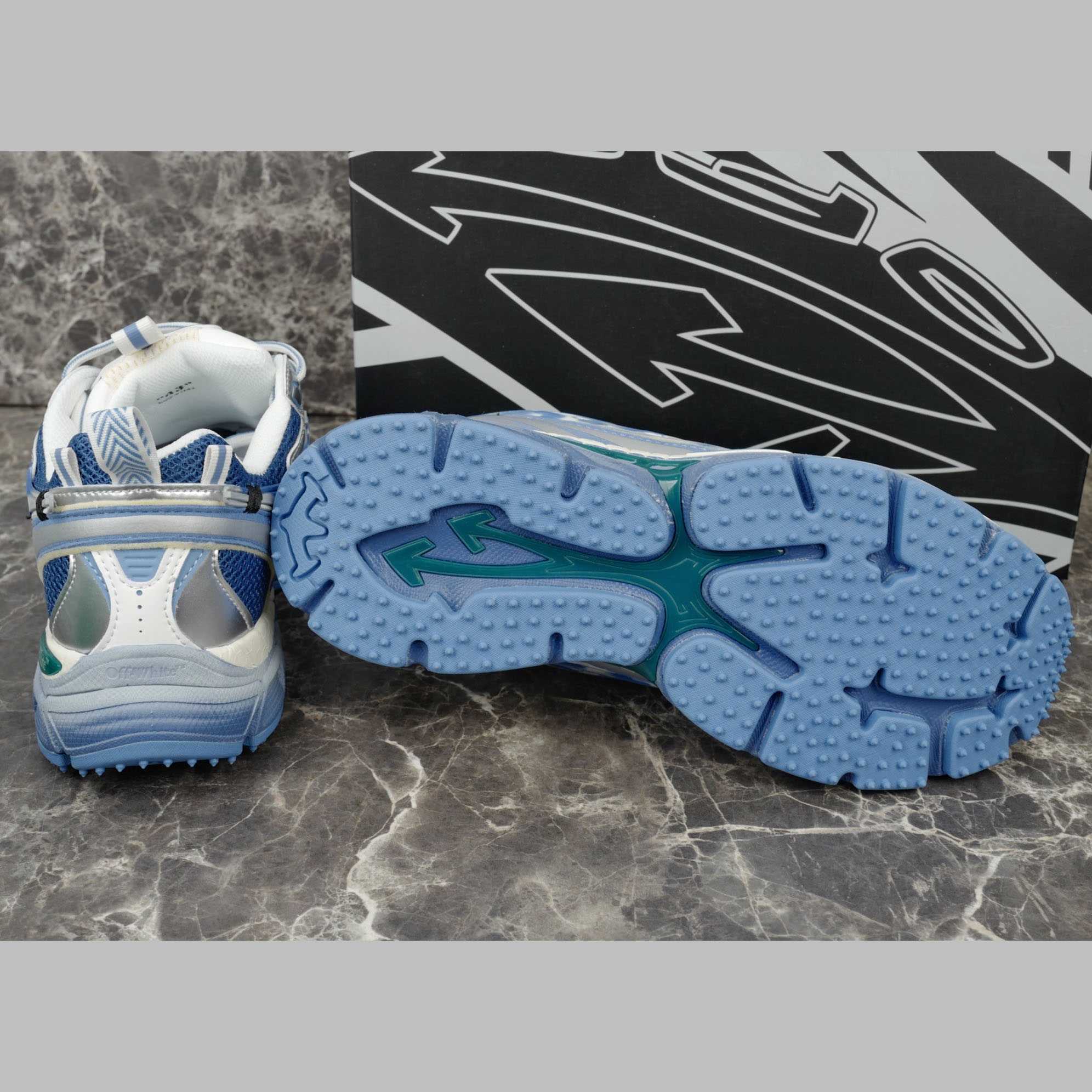 Off-White Silver/Blue Be Right Back - DopestKickz