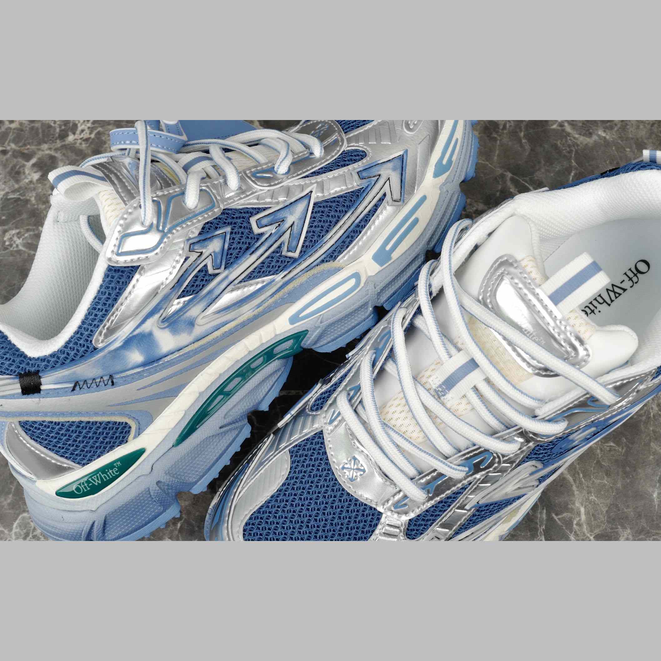 Off-White Silver/Blue Be Right Back - DopestKickz