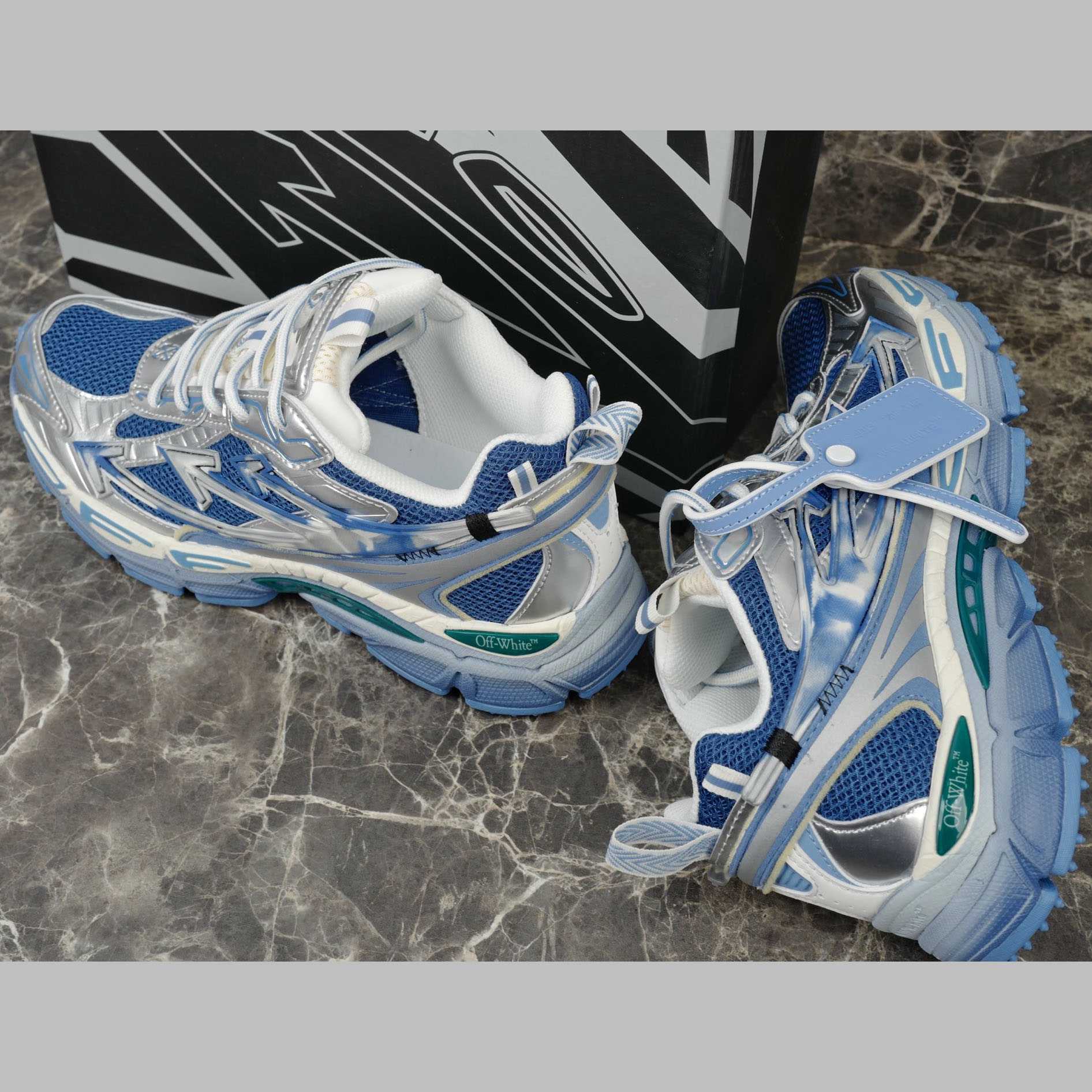 Off-White Silver/Blue Be Right Back - DopestKickz
