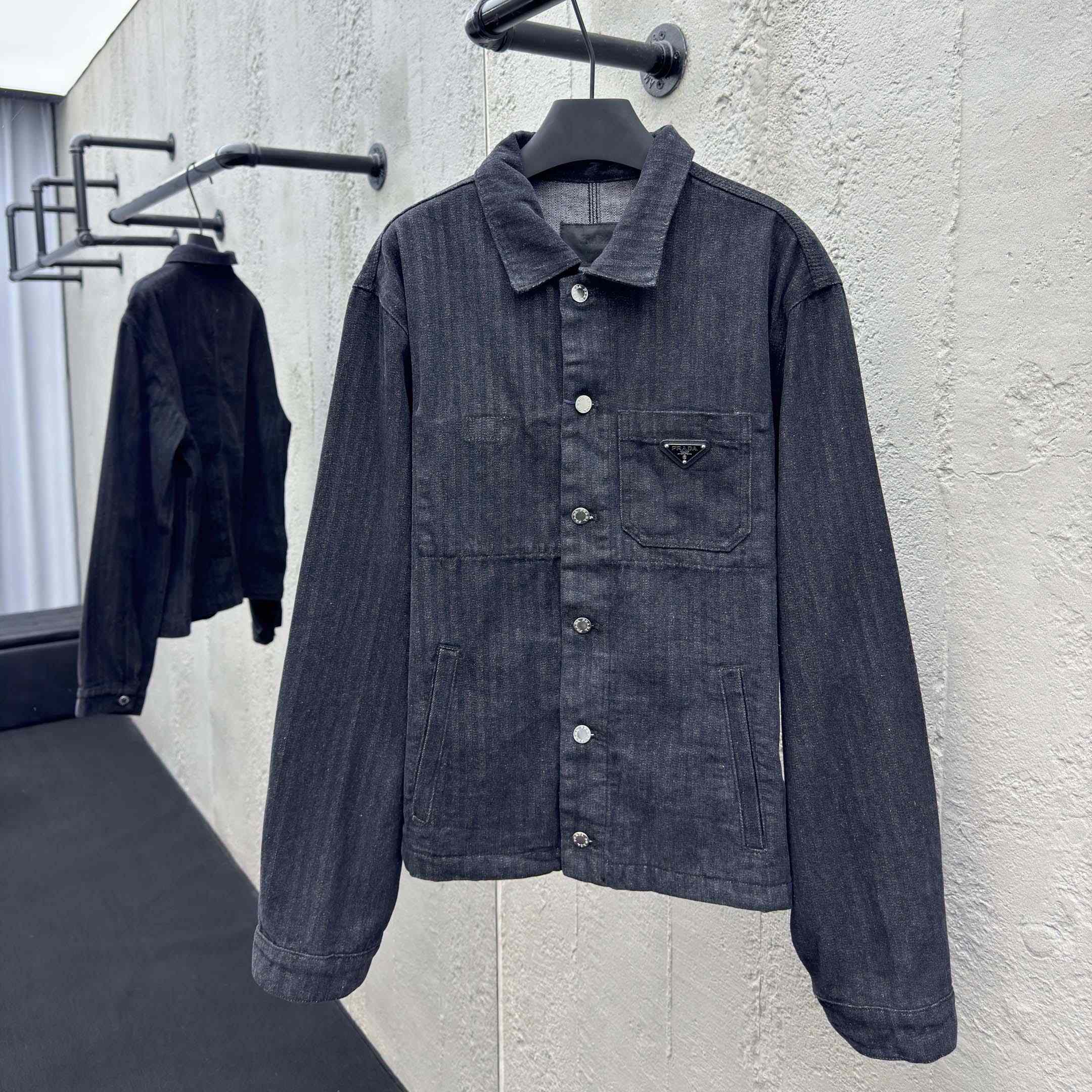 Prada Chevron Denim Blouson Jacket - DopestKickz