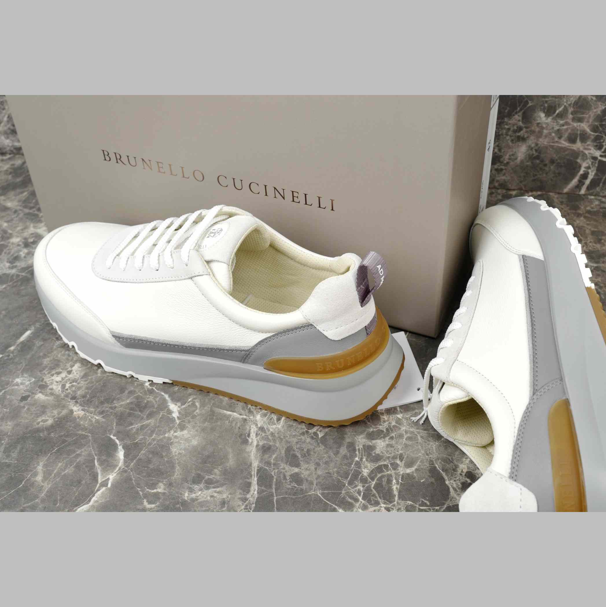 Brunello Cucinelli Washed Suede And Semi-polished Calfskin Runners  - DopestKickz