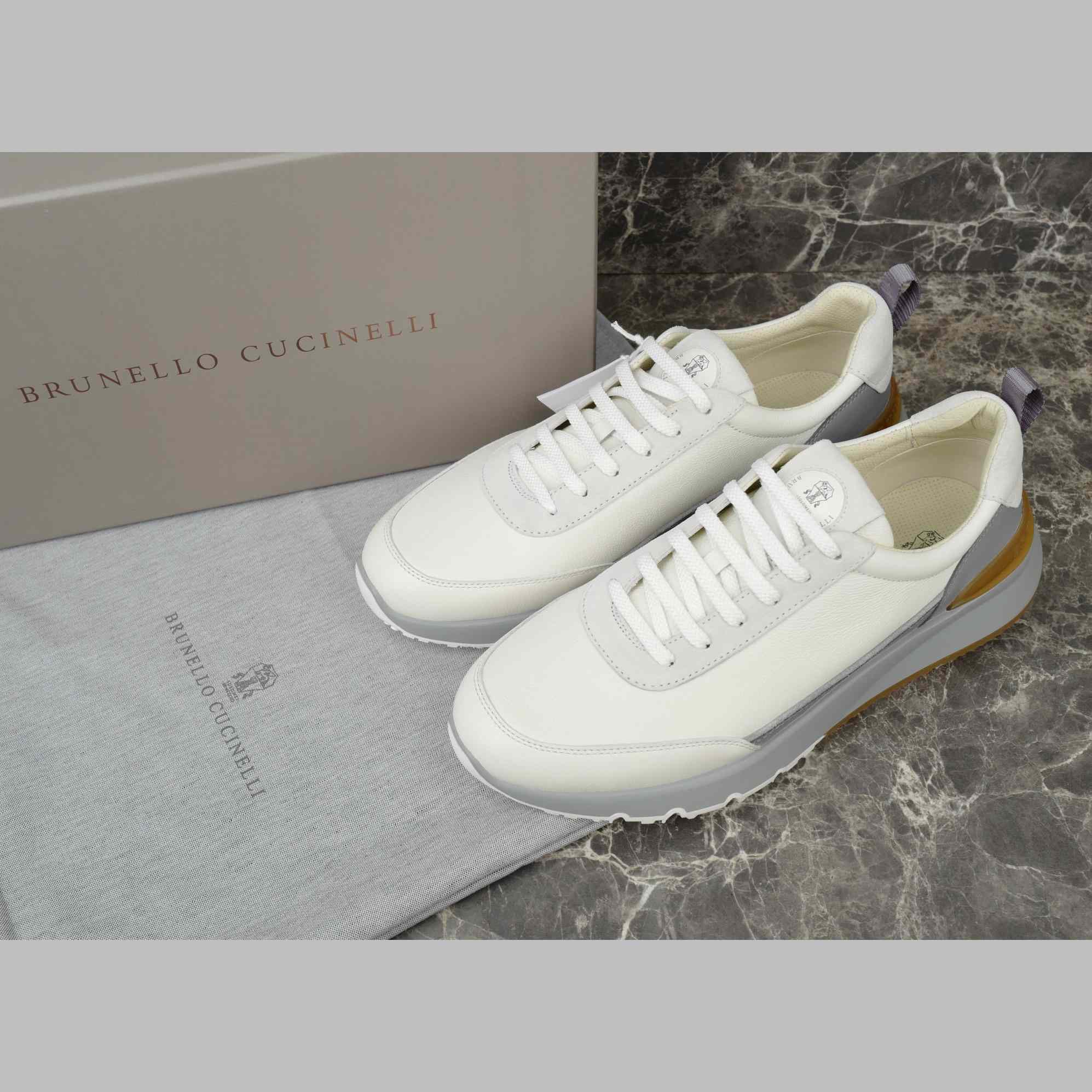 Brunello Cucinelli Washed Suede And Semi-polished Calfskin Runners  - DopestKickz