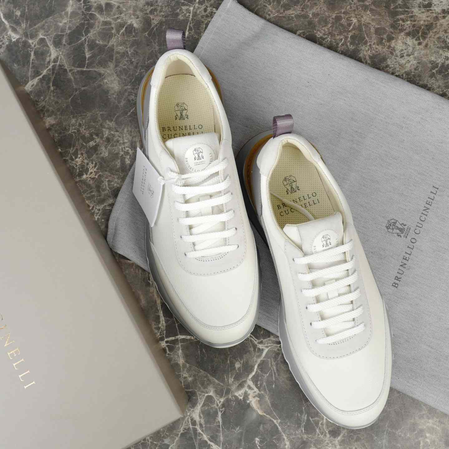 Brunello Cucinelli Washed Suede And Semi-polished Calfskin Runners  - DopestKickz