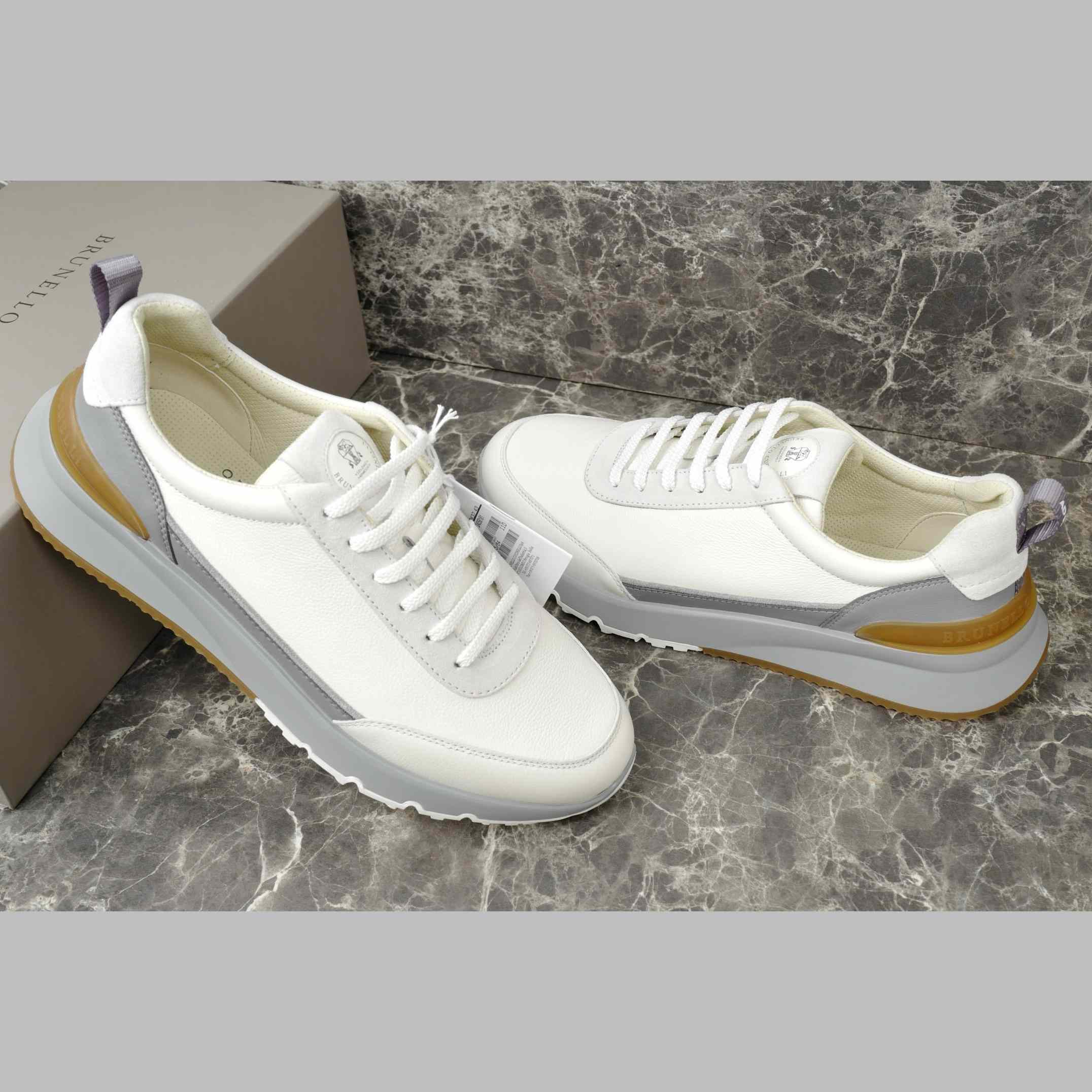 Brunello Cucinelli Washed Suede And Semi-polished Calfskin Runners  - DopestKickz