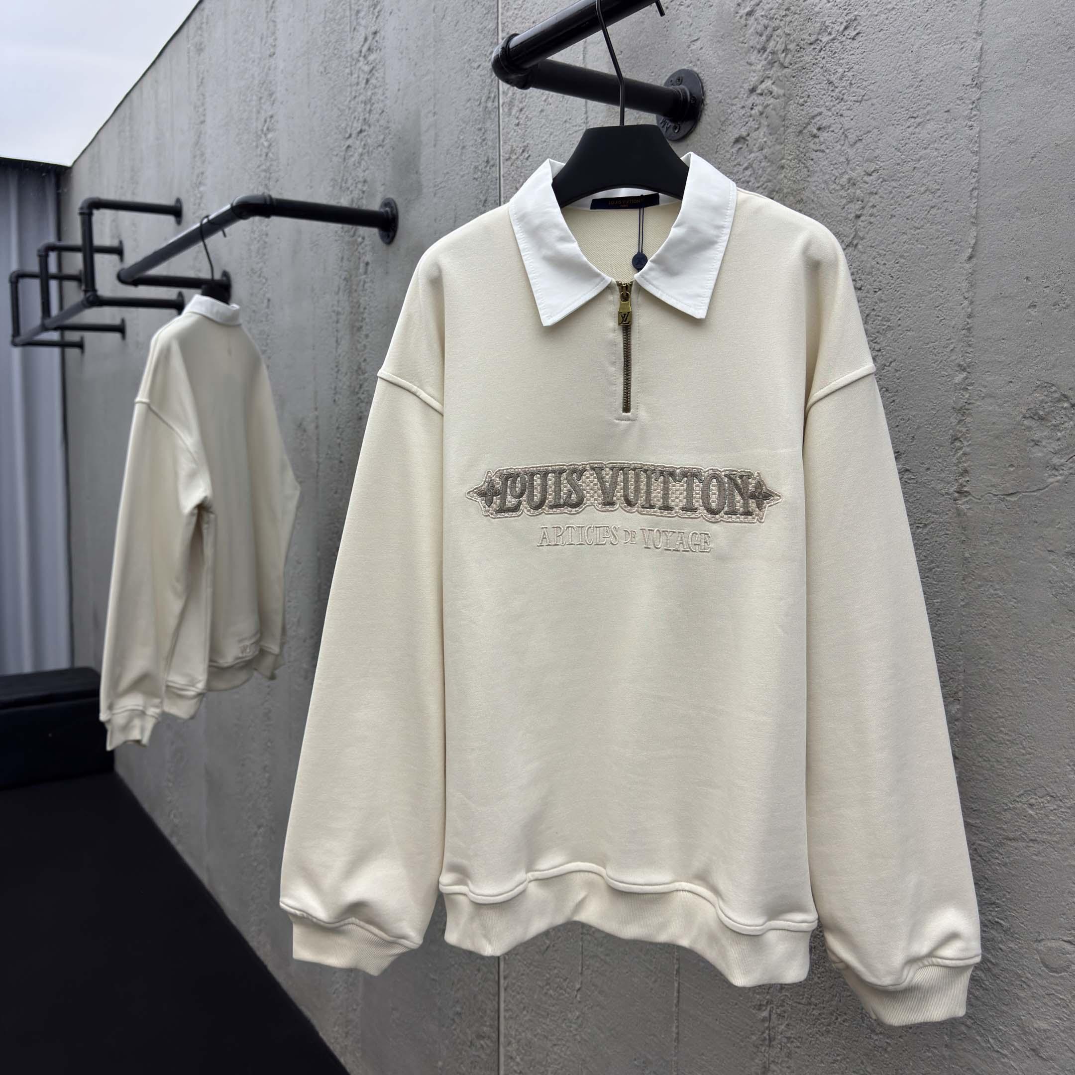 Louis Vuitton Embellished Half Zip Sweatshirt   1AHW29 - DopestKickz