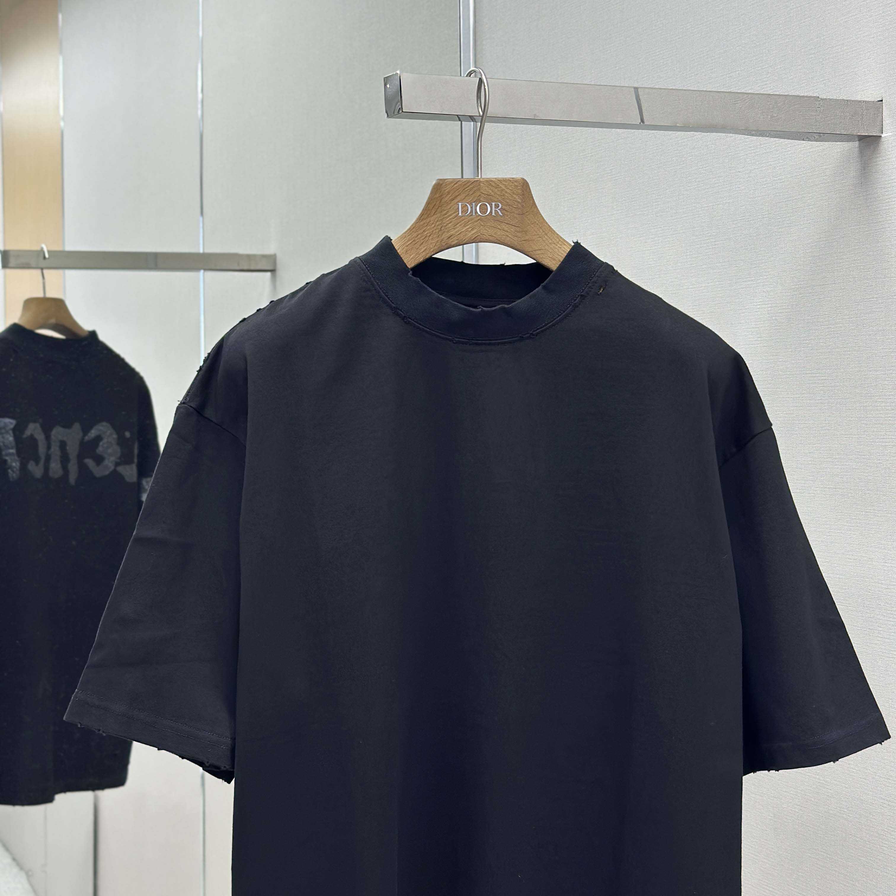 Balenciaga Painted T-Shirt Medium Fit In Faded Washed Black - DopestKickz