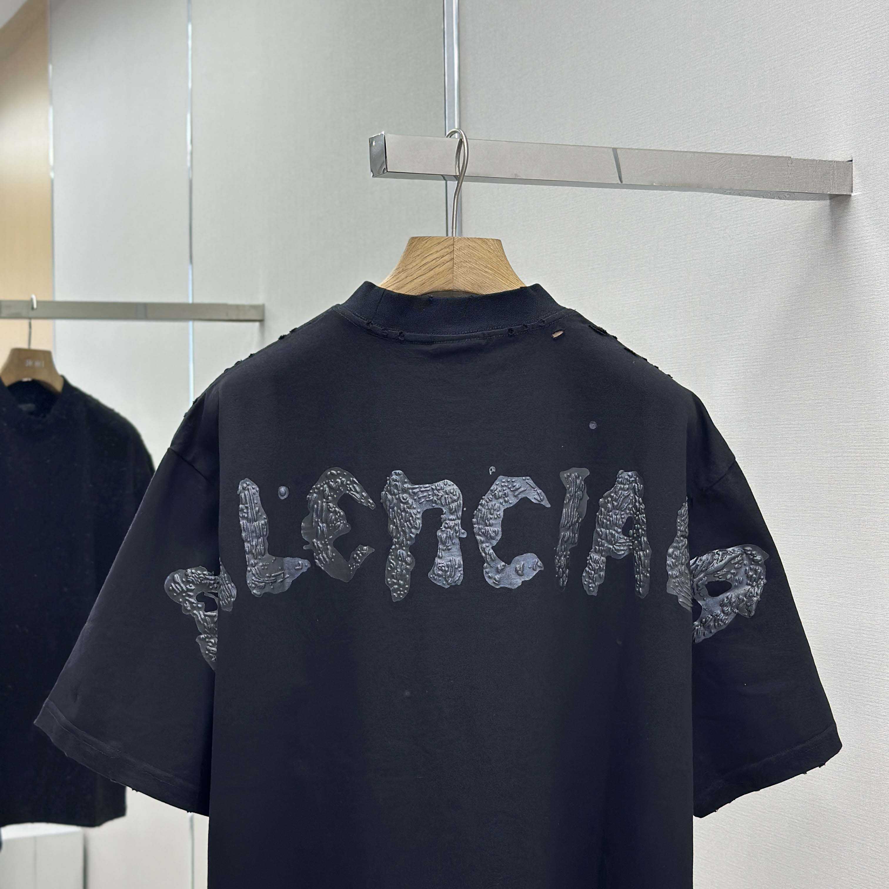 Balenciaga Painted T-Shirt Medium Fit In Faded Washed Black - DopestKickz