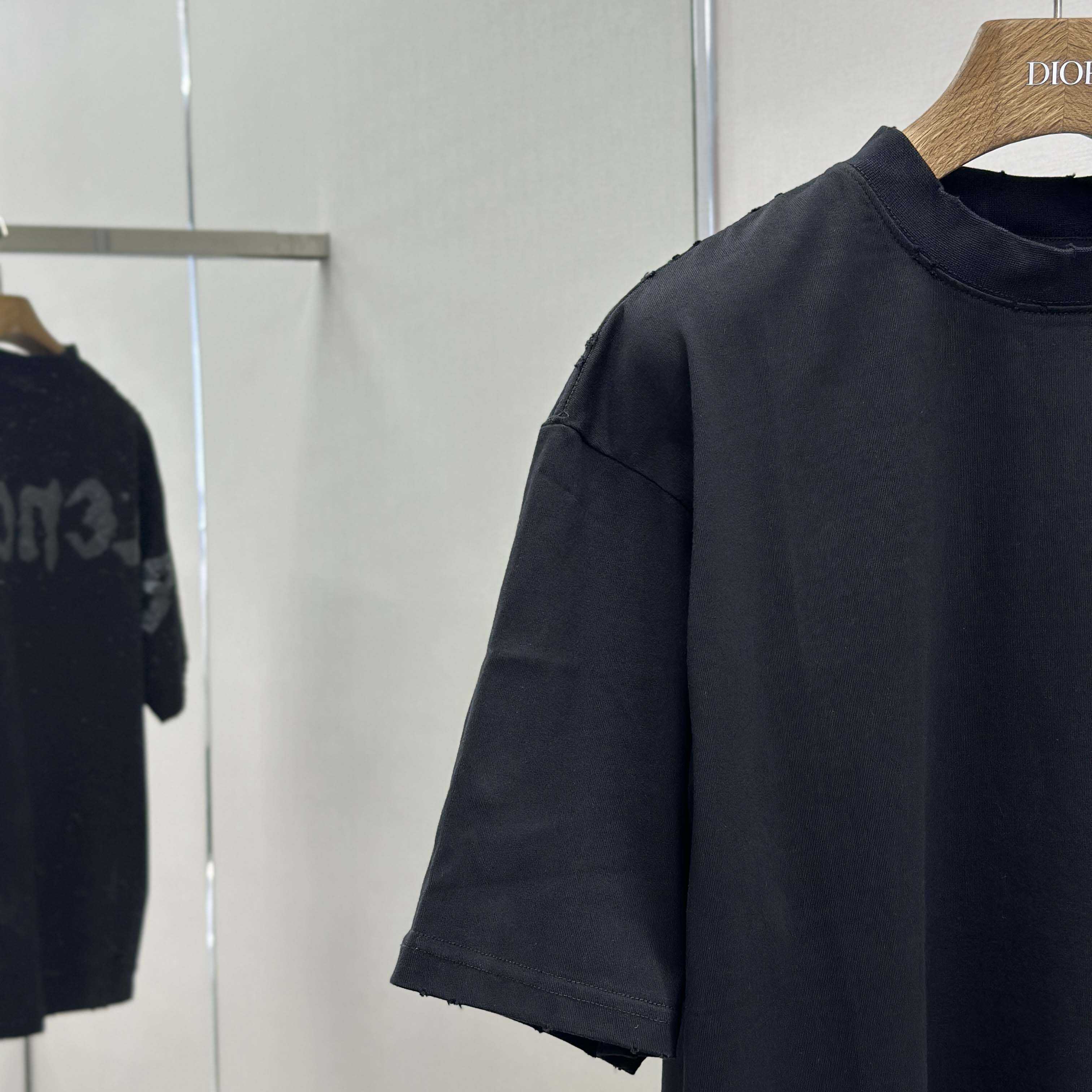 Balenciaga Painted T-Shirt Medium Fit In Faded Washed Black - DopestKickz