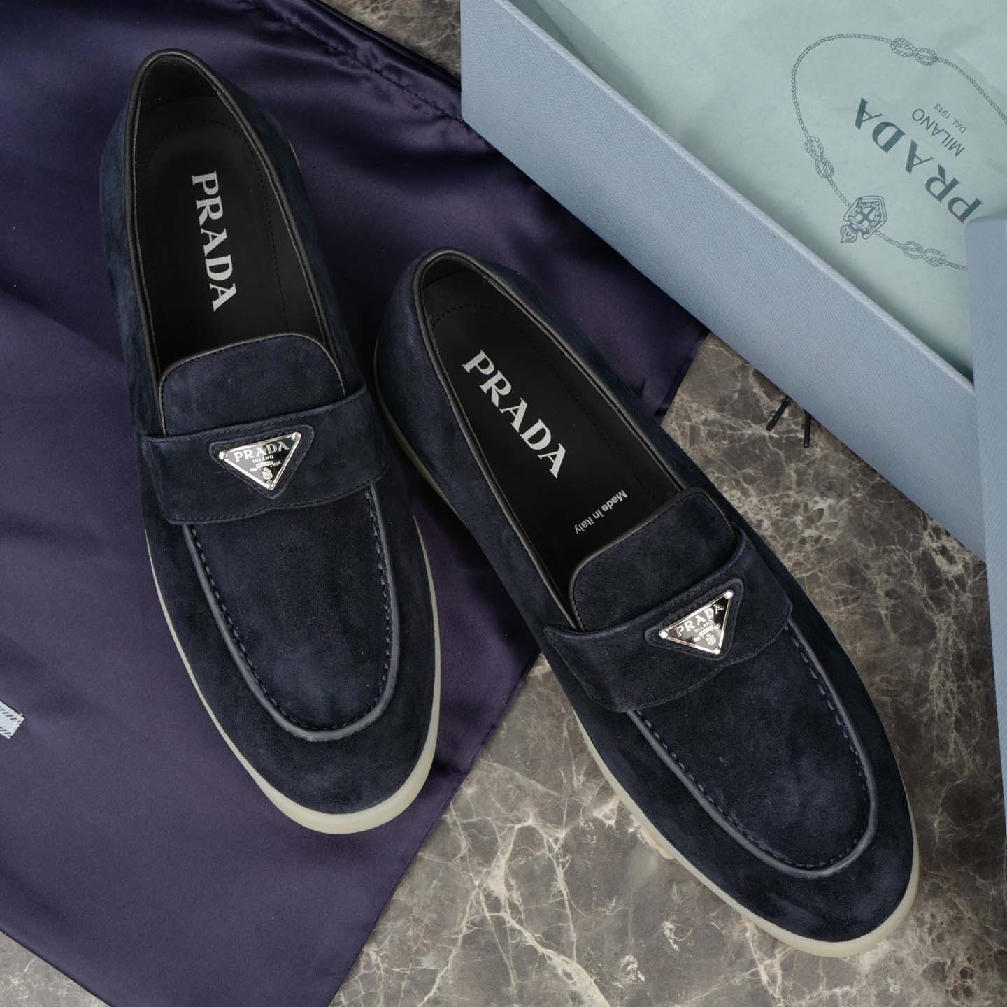 Prada Suede Leather Loafers - DopestKickz