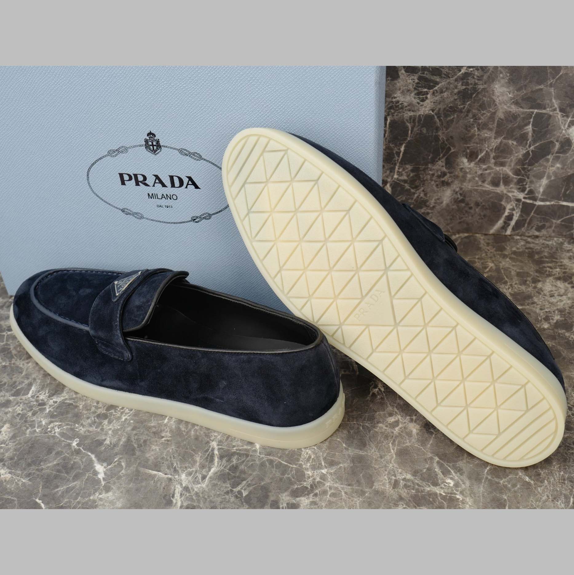 Prada Suede Leather Loafers - DopestKickz