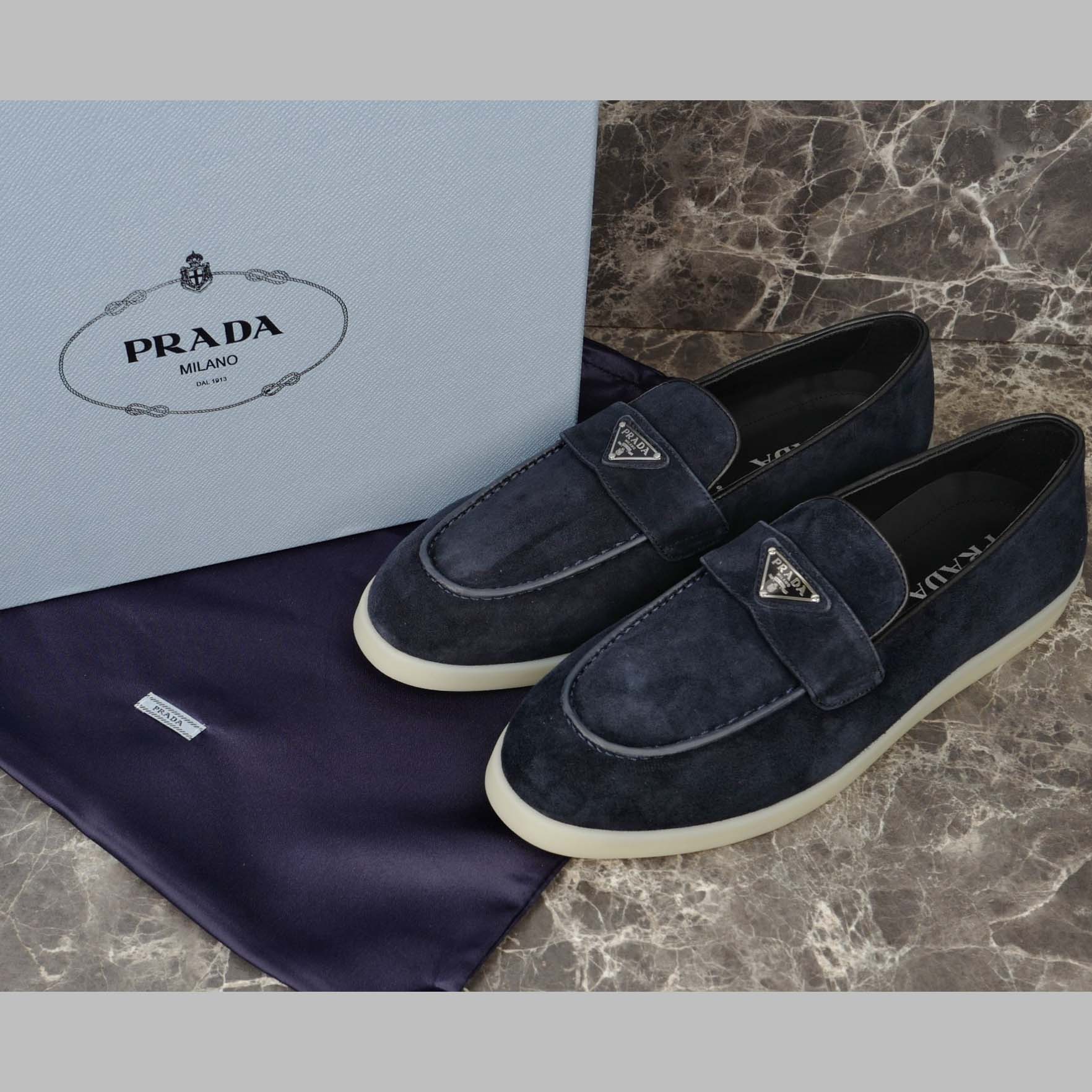 Prada Suede Leather Loafers - DopestKickz