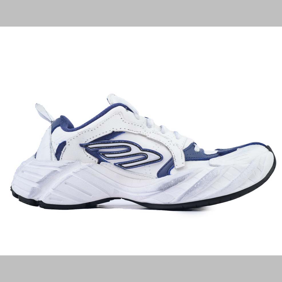 Balenciaga Monday Shoe In Navy And White Cowskin And Polyester - DopestKickz