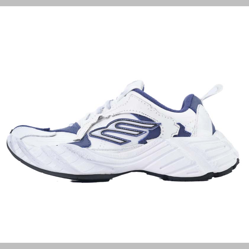 Balenciaga Monday Shoe In Navy And White Cowskin And Polyester - DopestKickz