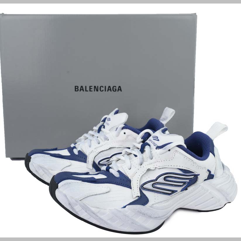 Balenciaga Monday Shoe In Navy And White Cowskin And Polyester - DopestKickz
