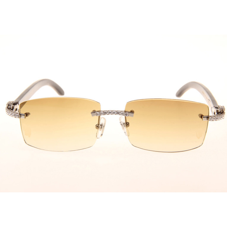 Cartier CT_3524012 Big Diamond White Mix Black Buffalo Sunglasses In Silver Brown - DopestKickz