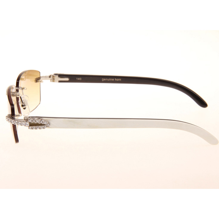 Cartier CT_3524012 Big Diamond White Mix Black Buffalo Sunglasses In Silver Brown - DopestKickz