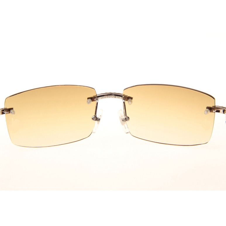 Cartier CT_3524012 Big Diamond White Mix Black Buffalo Sunglasses In Silver Brown - DopestKickz