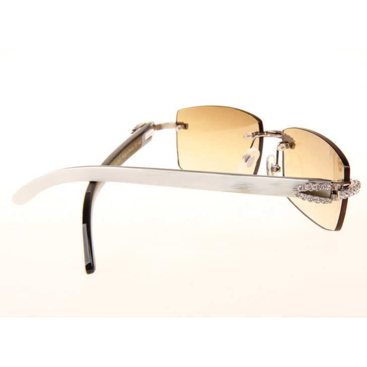 Cartier CT_3524012 Big Diamond White Mix Black Buffalo Sunglasses In Silver Brown - DopestKickz