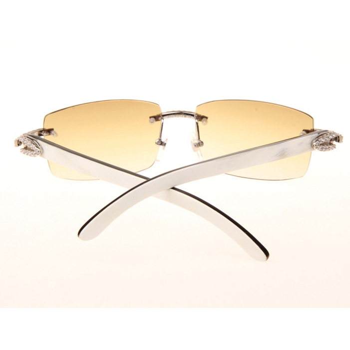 Cartier CT_3524012 Big Diamond White Mix Black Buffalo Sunglasses In Silver Brown - DopestKickz