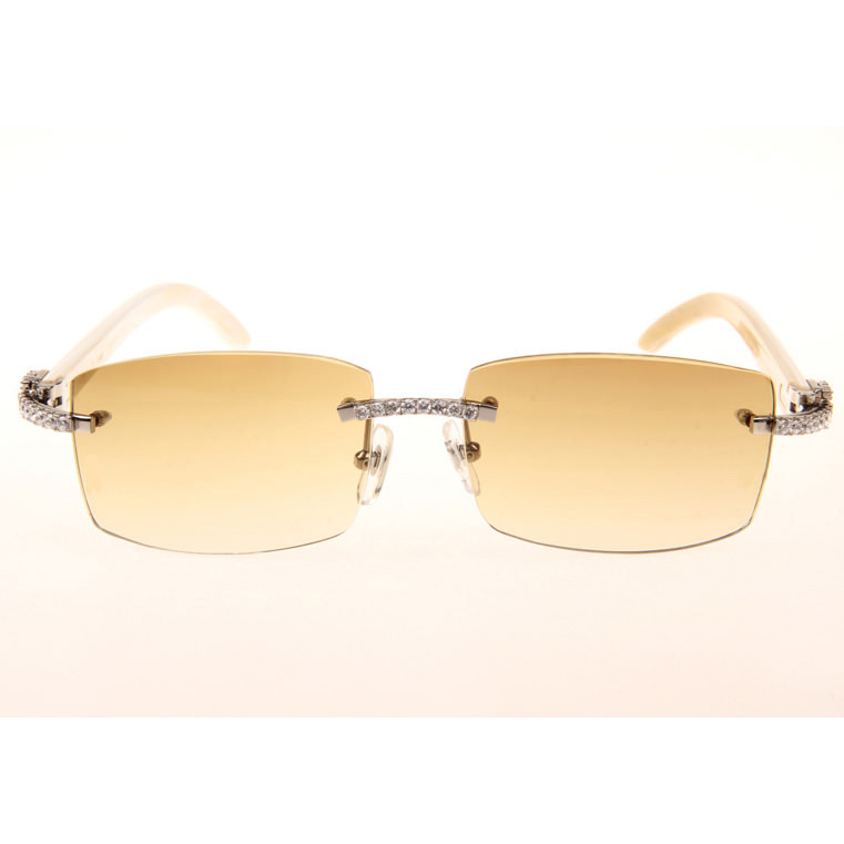 Cartier CT_3524012 Big Diamond White Buffalo Sunglasses In Silver Brown - DopestKickz