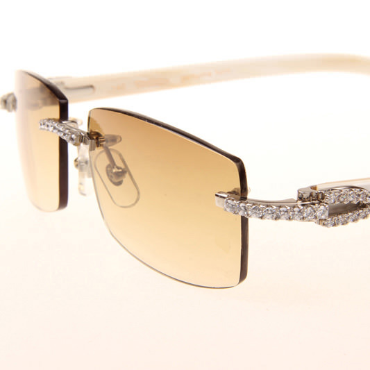 Cartier CT_3524012 Big Diamond White Buffalo Sunglasses In Silver Brown - DopestKickz